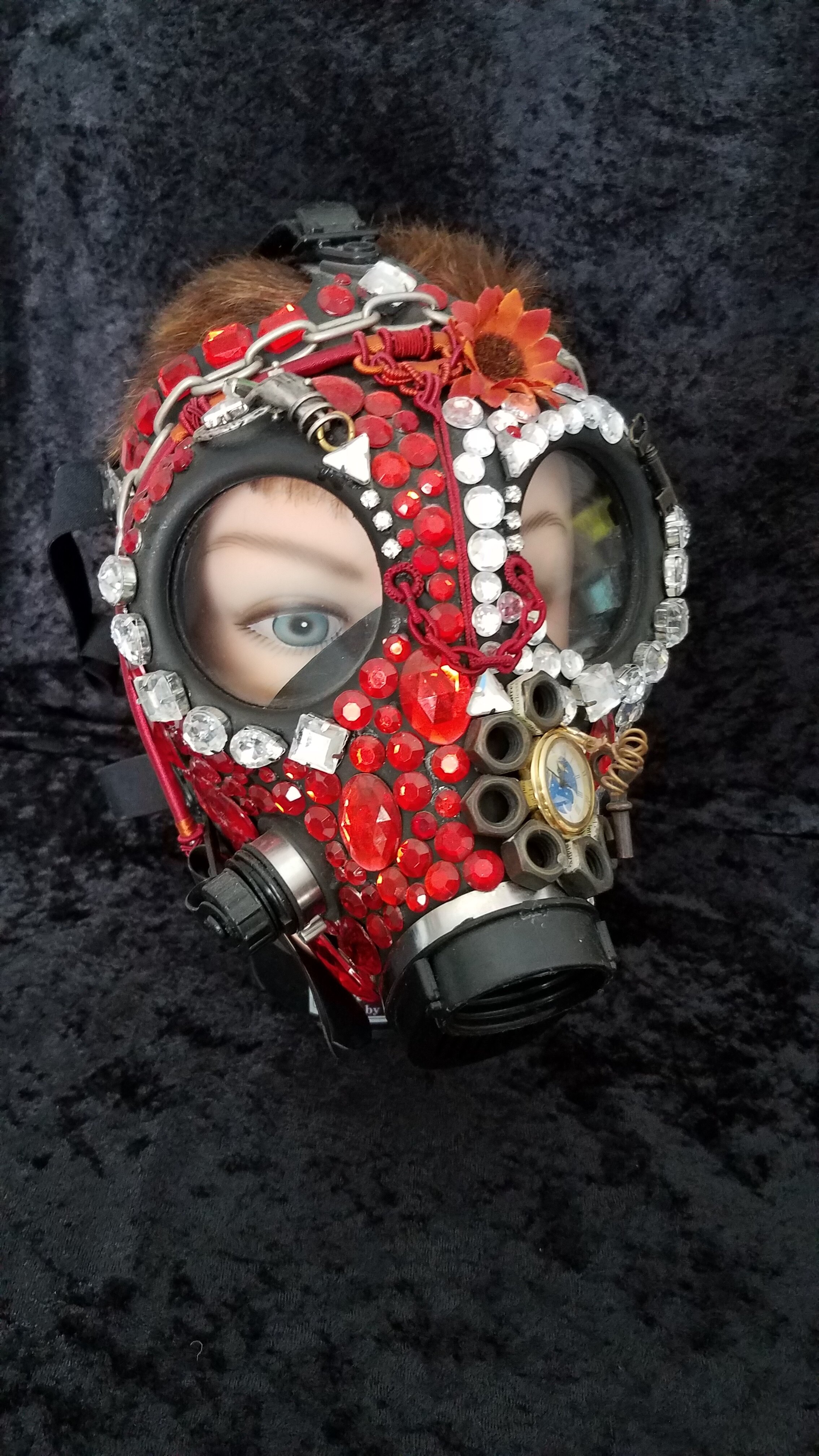 Red Gas Mask 10 X10 inches mixed media.jpg