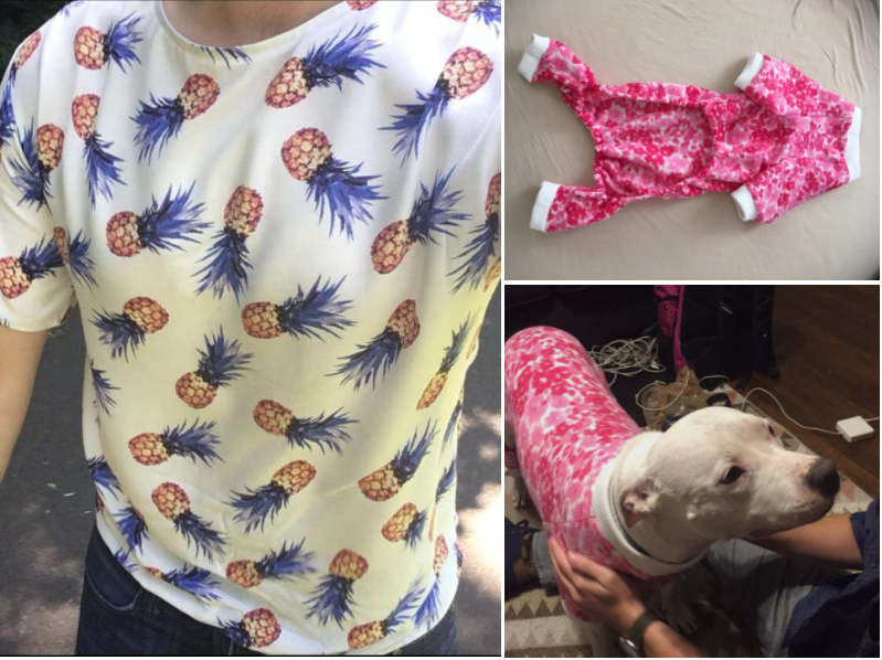 Sewing projects, shirt and dog pajamas