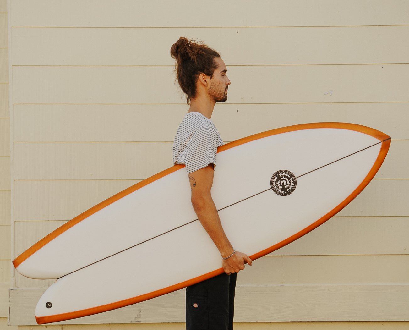 WRV 5'8 Twin Fish Surfboard - Orange Resin Bottom — Grove Surf + Coffee