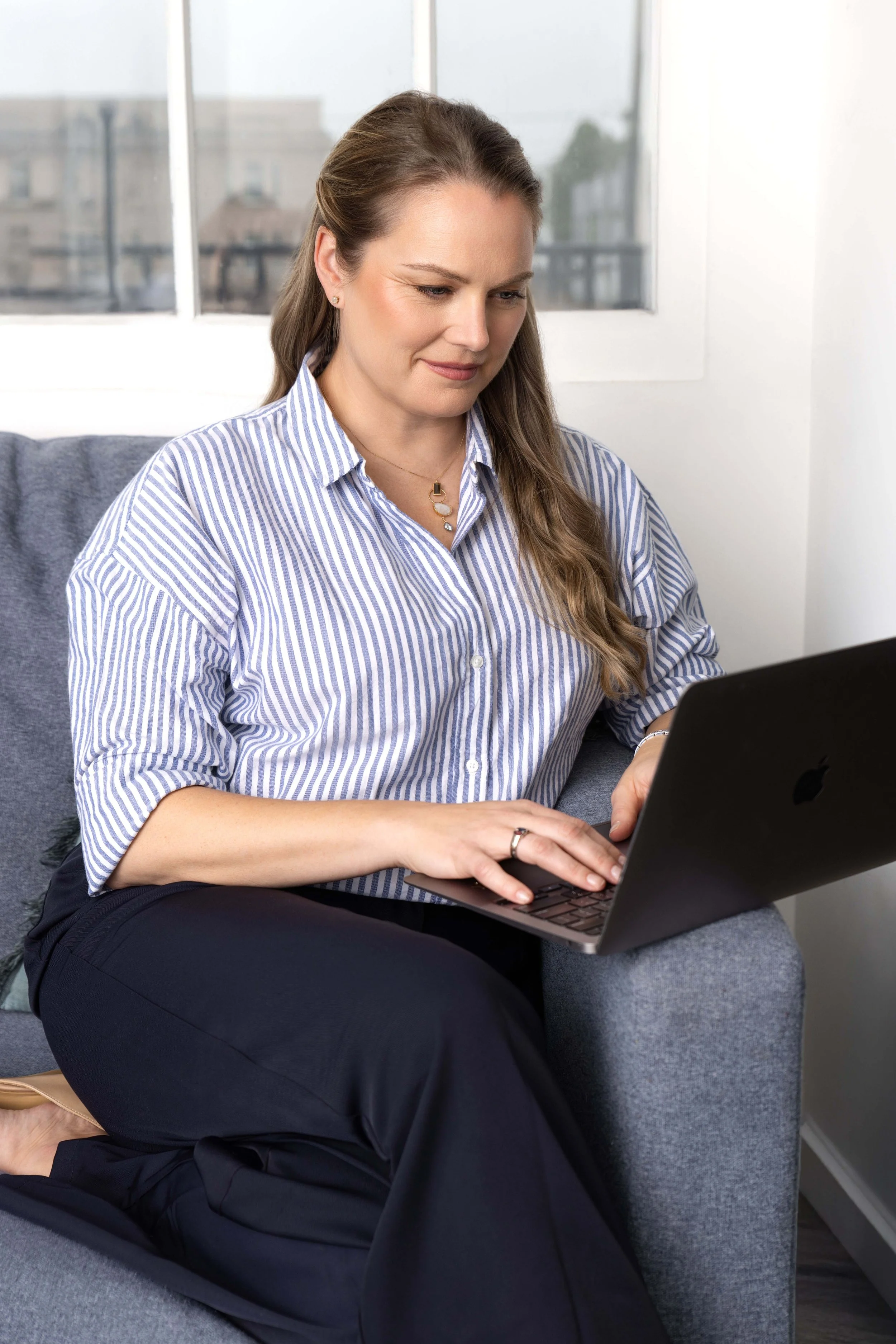 Studio portrait of a professional woman in Vancouver for online branding.