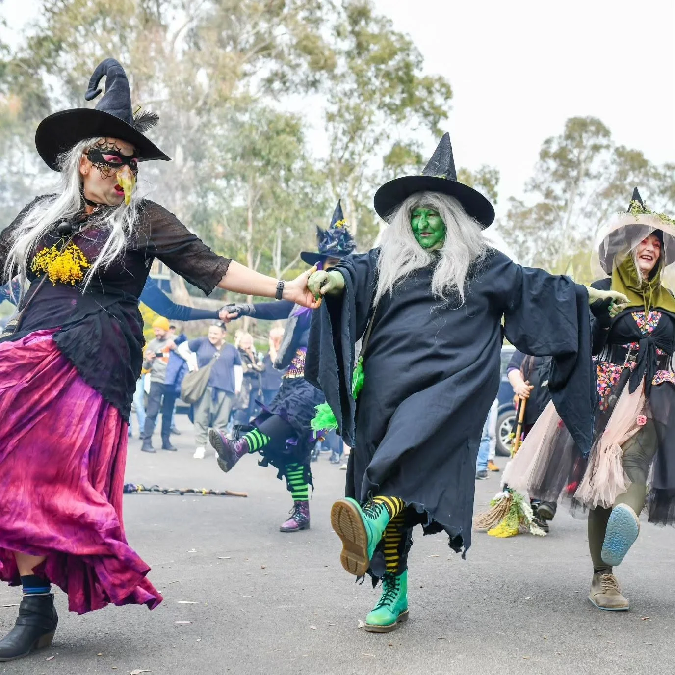 Wattle Witches dancing on the streets