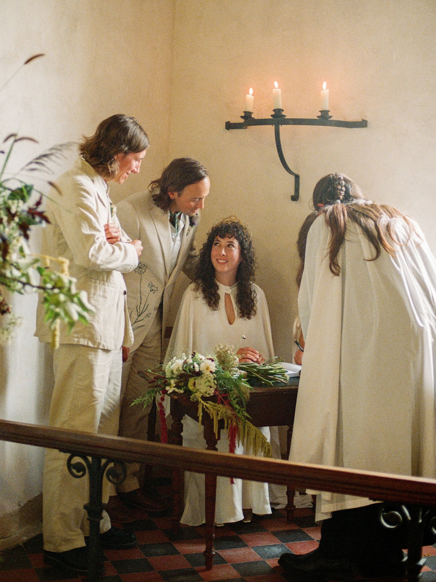 35mm film from this beautiful church ceremony ⛪️ 

Photography: @emilystevephoto 
Suit embroidery: @roushembroidery 
Hair &amp; makeup: @alicehowlettmakeup 
Catering &amp; Cake: @samskitchenevents 
Flowers: @wegrowcolour 
Marquee: @taddlefarmtents