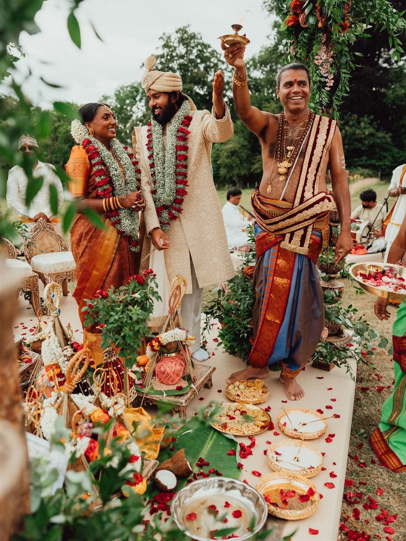 Loved all of the colours in this gorgeous day at @northcadburycourt ❤️💚🧡

Photography: @emilystevephoto 
Venue: @northcadburycourt 
Hair &amp; Makeup: @makeupbyeva 
Flowers: @gayatriweddings 
Video: @baxterandted 
Outfits: @rahjamdesignersilks @ome