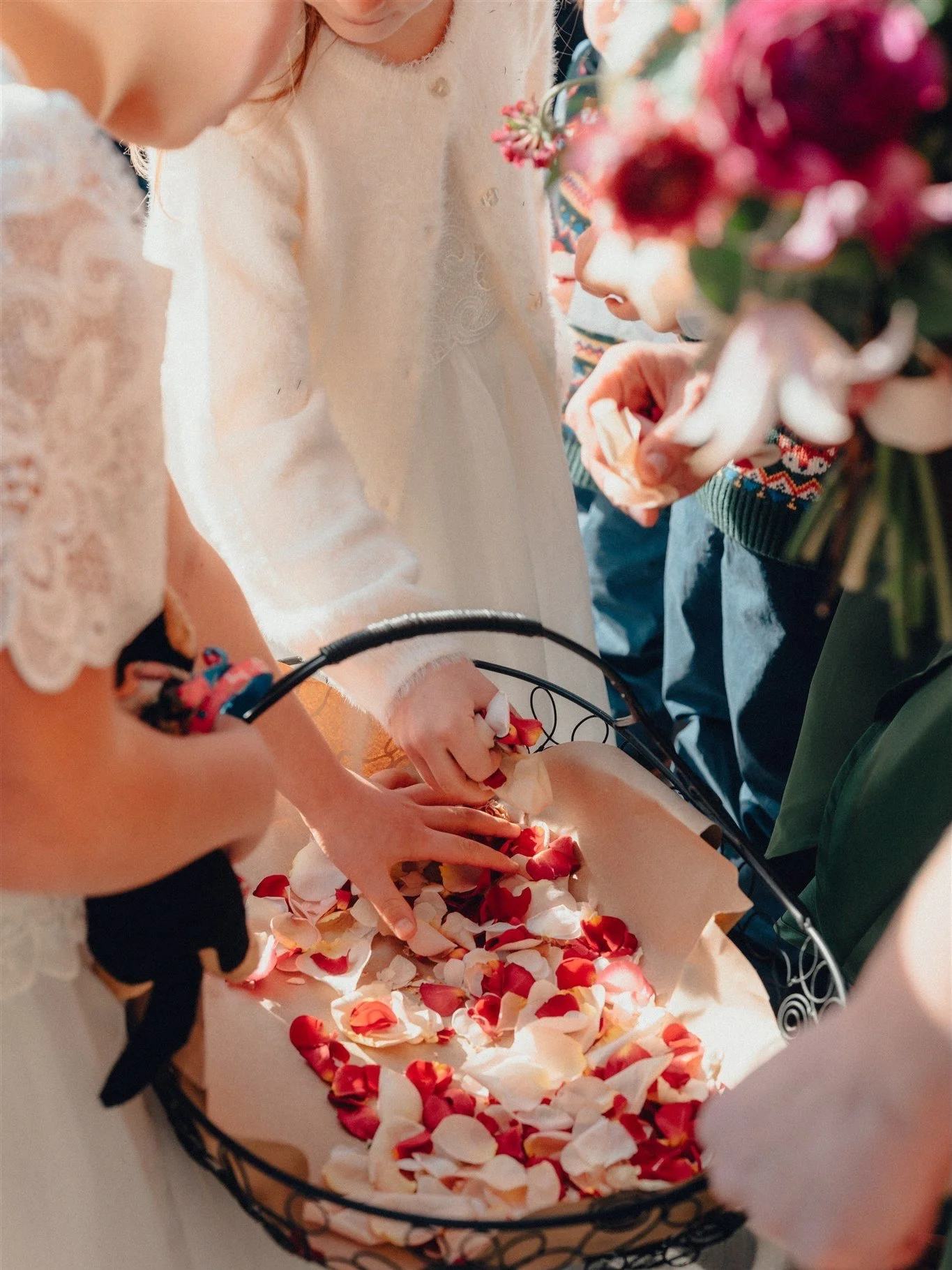 Flower girls in February sunshine