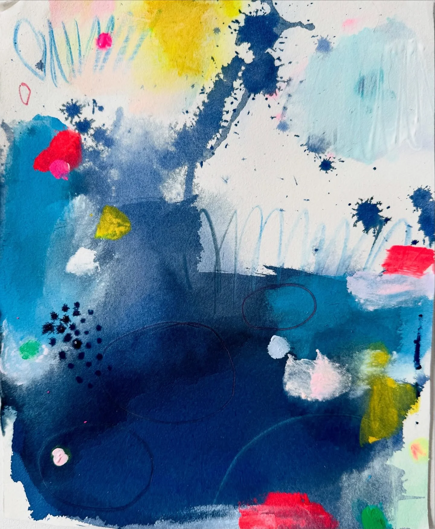 P A I N T I N G ~ colours floating in deep blue 💙 often my works about weightlessness, with marks, shapes, and colours just hanging in the air or flouting in the deep. The inbetween, the the pause, the lightness. 
.
.
.
.
.
.
#abstractart #contempor