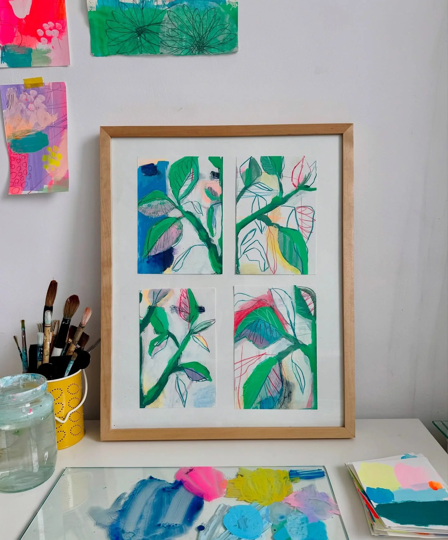 F R A M E D ~ whilst hunting for a lost painting I found these four studies which I have been meaning to frame together for over a year. But it&rsquo;s done now! And I&rsquo;m happy with how it looks. 
.
An update on the painting, it is still missing