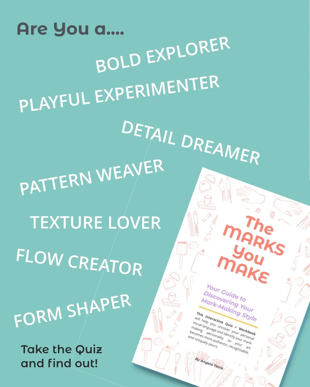 B O O K ~ marks are our visual language. I love free flowing, playful marks when I&rsquo;m painting. I know if I get into detail that my perfectionism has kicked in and it&rsquo;s time to mess things up a bit 😃
.
This quiz and workbook helps you to 