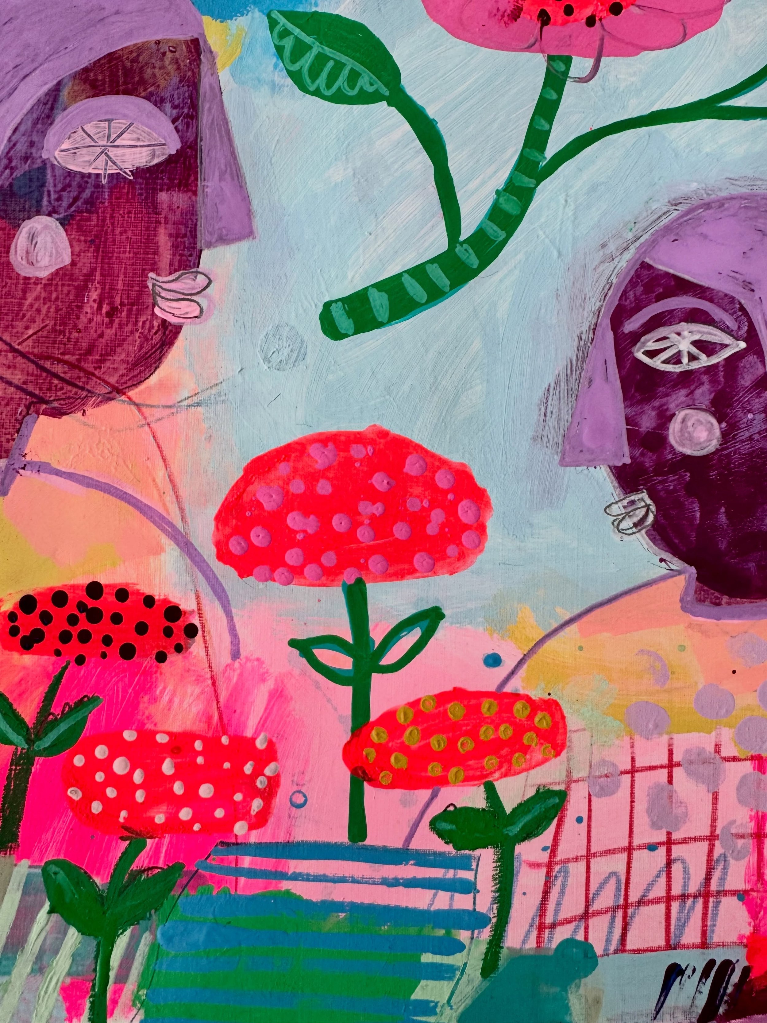 P A I N T  E X P E R I M E N T ~ added two stylised figures to this nature inspired abstract painting as it felt like it was missing something. A focal point? Contrast?  Narrative?  #abstractfigurative #naturelovers #colourfulart #abstractartist