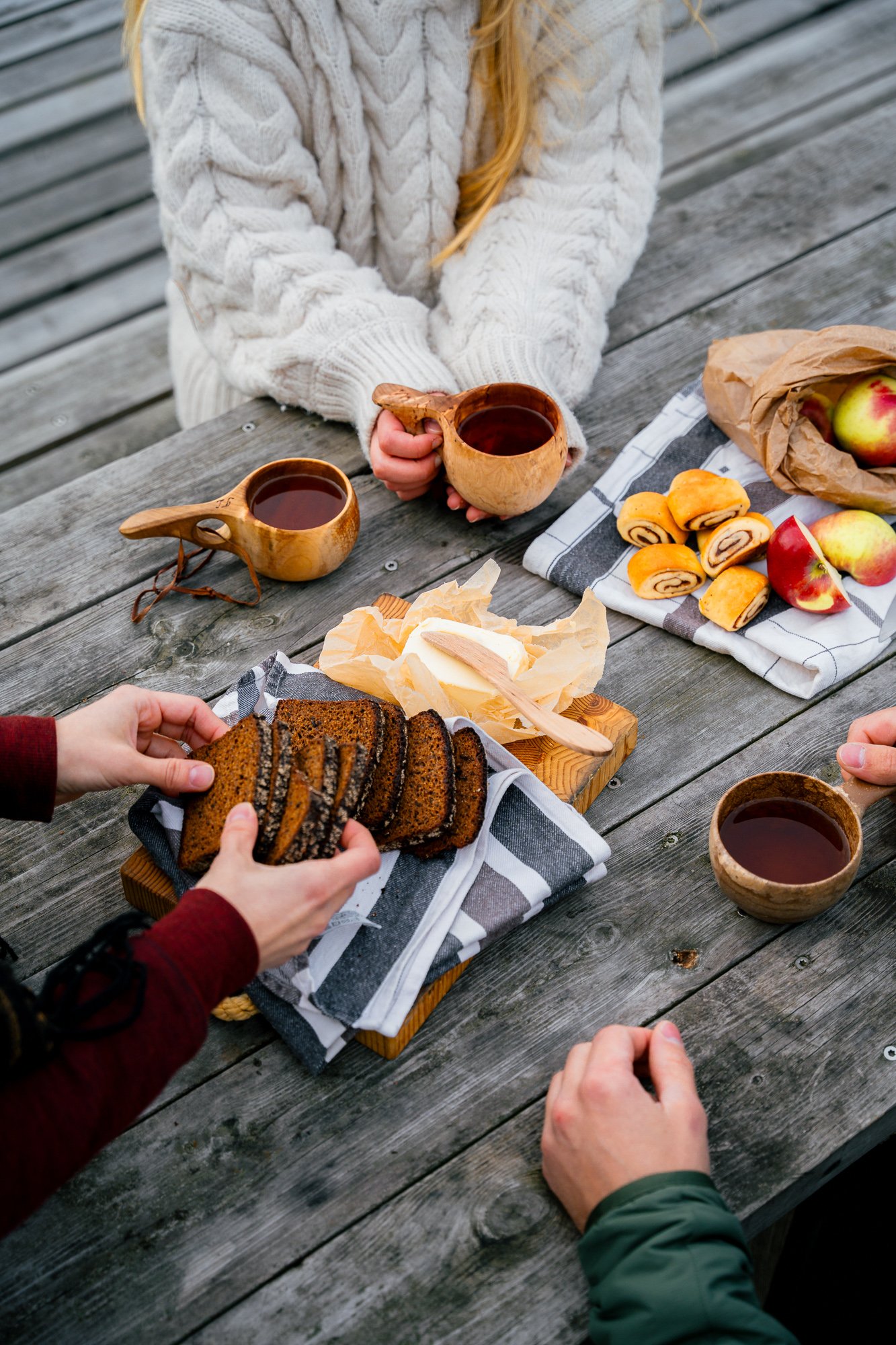 Having a picnic with bread, apples and cinnamon rolls in autumn_Finnish archipleago_Archipleago food©Sami Laitinen.jpg