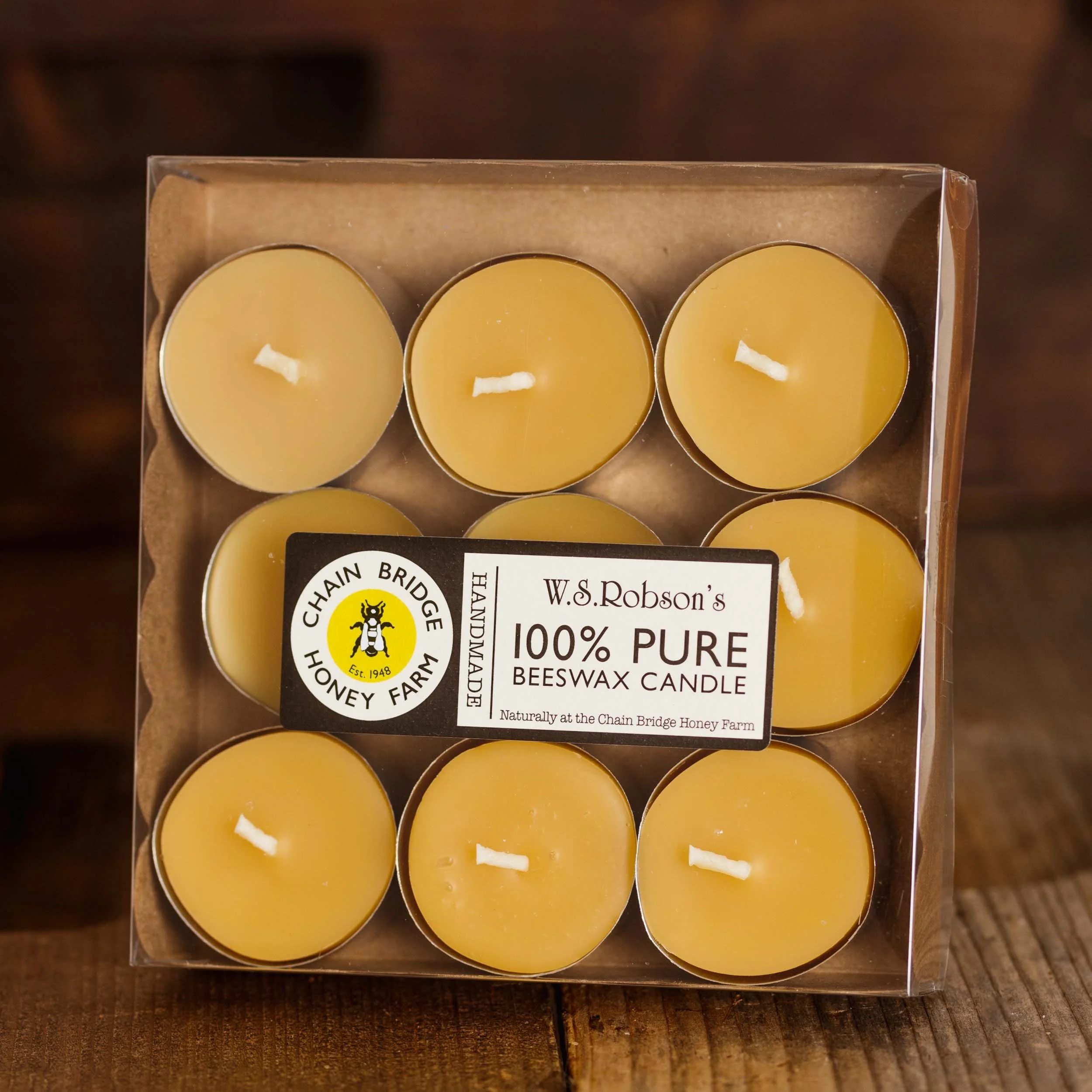 Chain Bridge Honey Farm 100% Beeswax Tealight Candles – 9 Pack