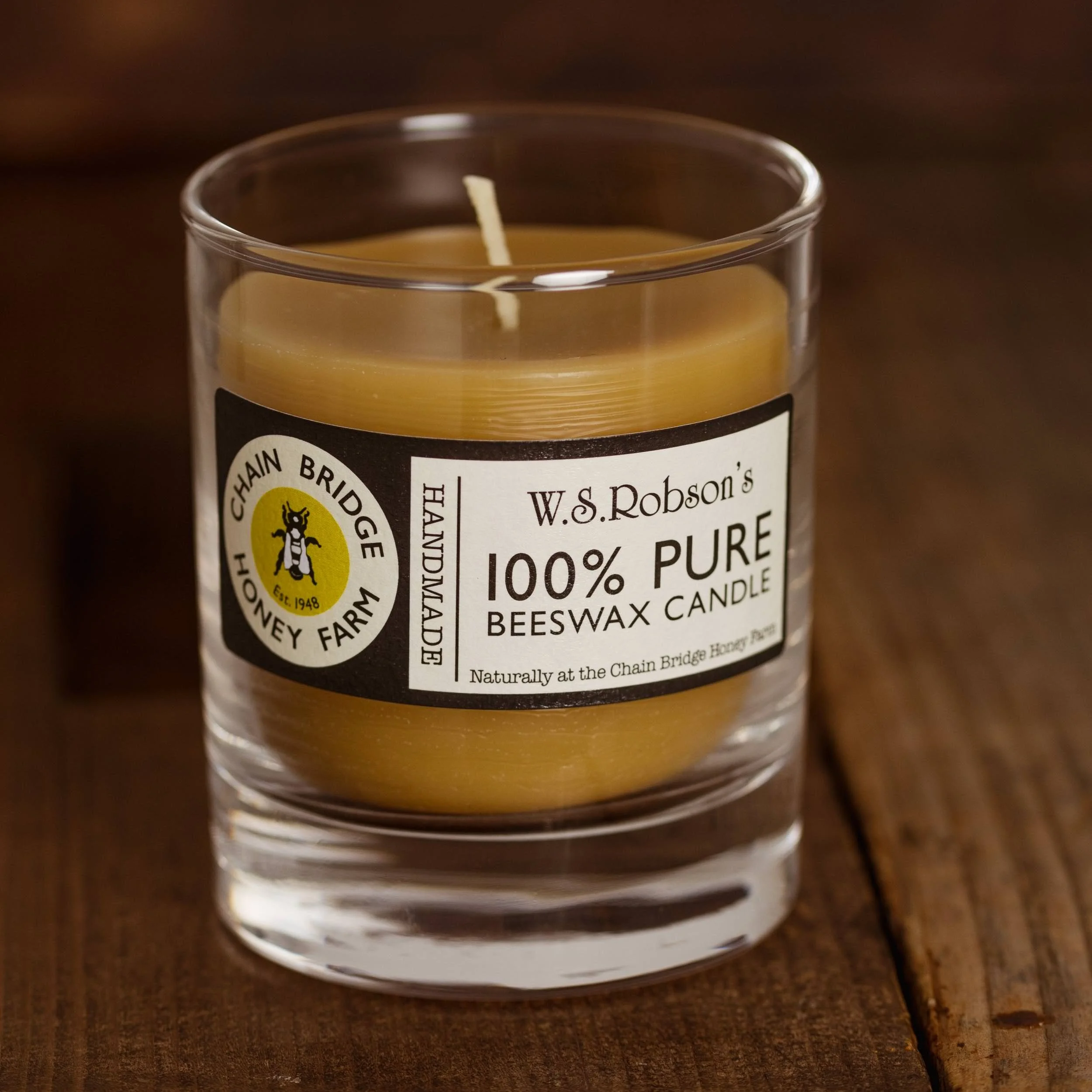 Chain Bridge Honey Farm 100% Beeswax Candle Glass Jar 20cl