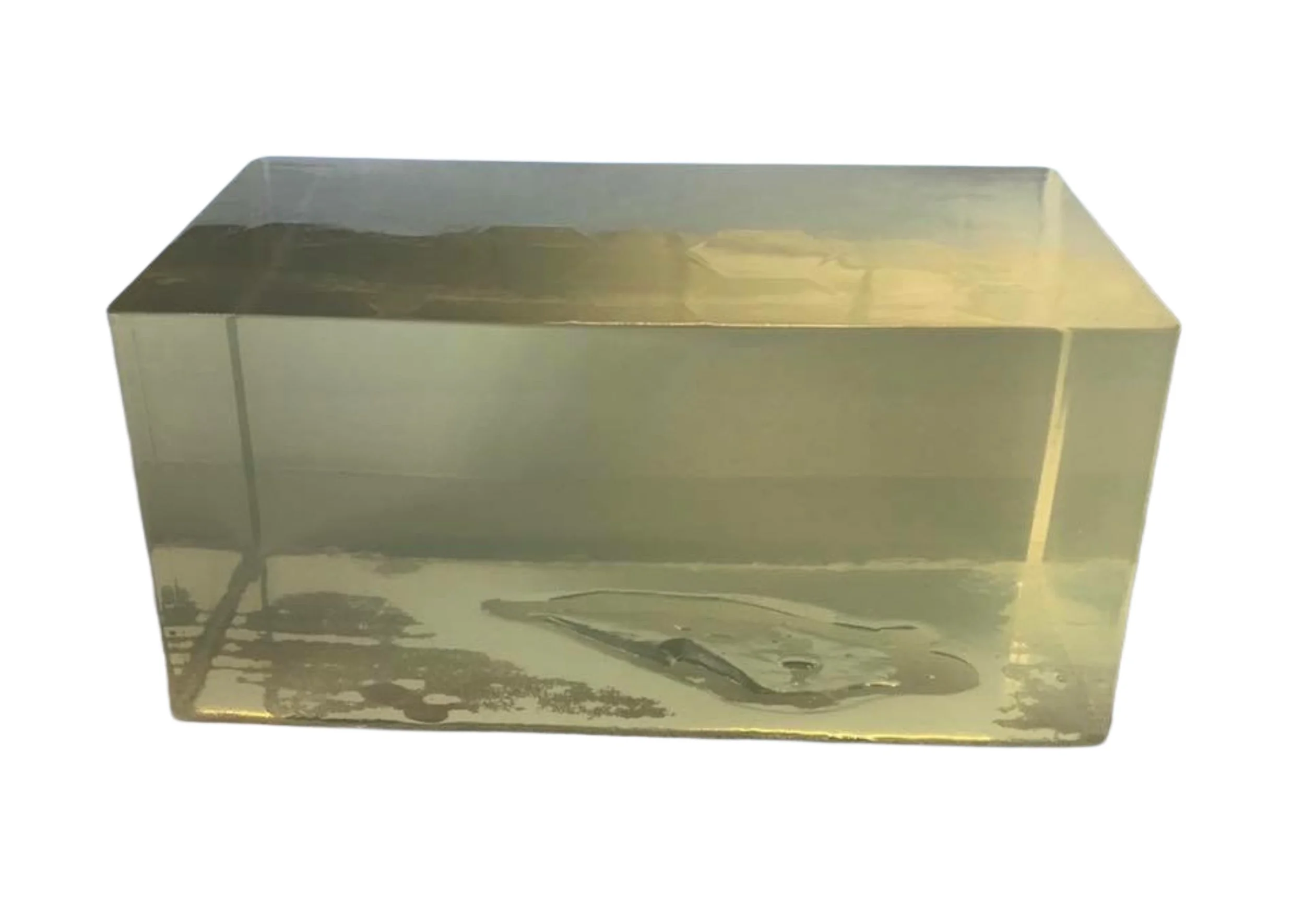 A large block of natural ballistic gel.