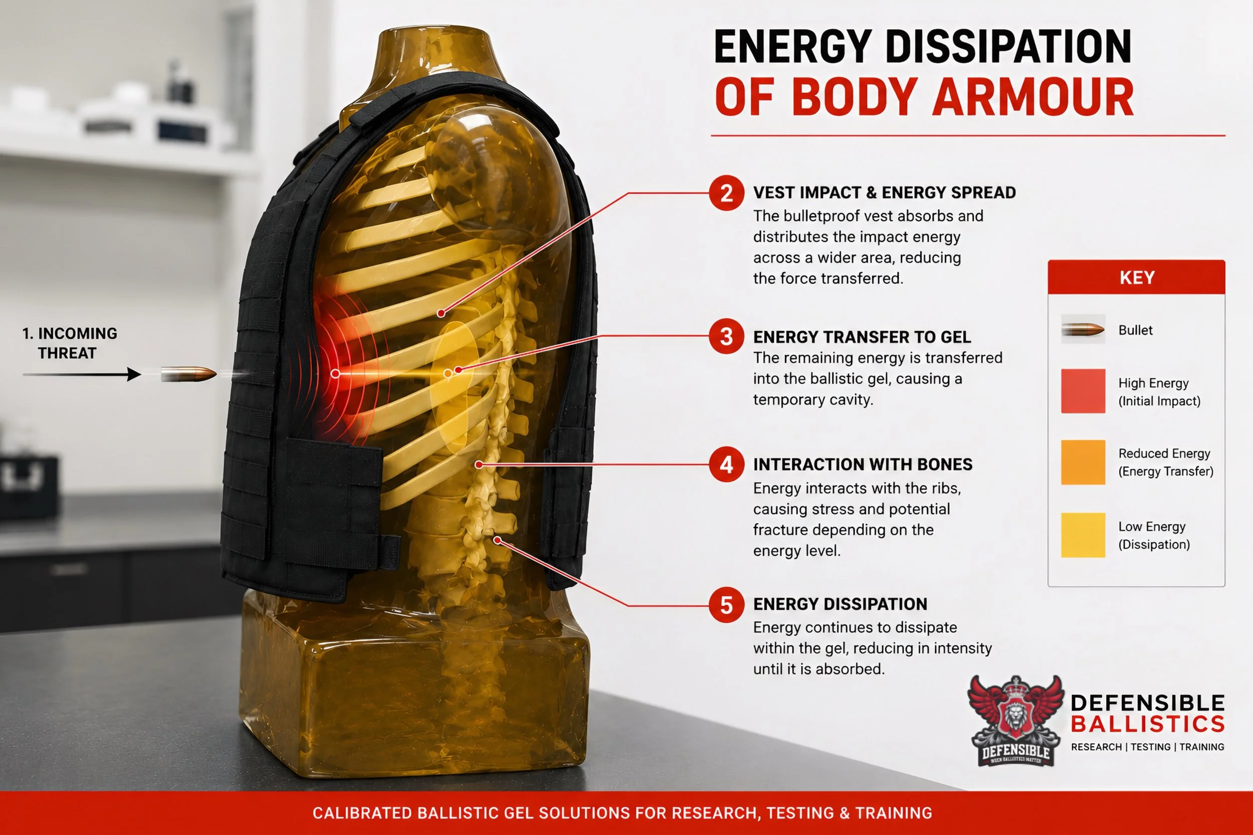Energy Dissipation and Body Armour Testing
