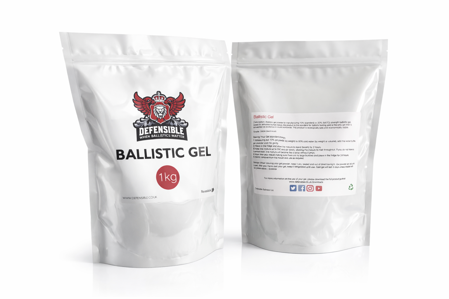 1kg bag of natural ballistic gel powder for making ballistic gel.