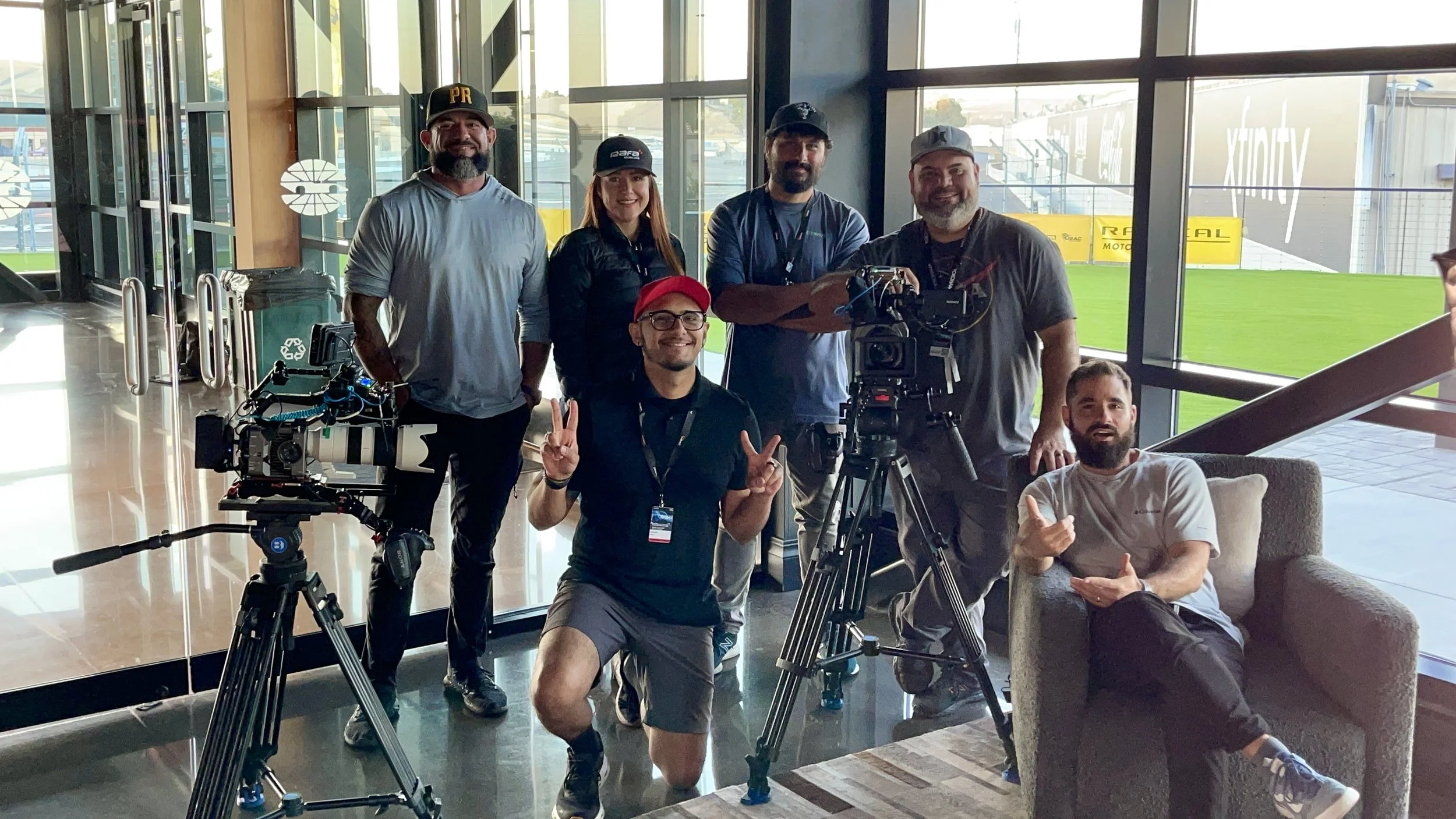 Rafa Racing camera crew at Sonoma Raceway in Sonoma, California on the last day of an 8 month shoot.