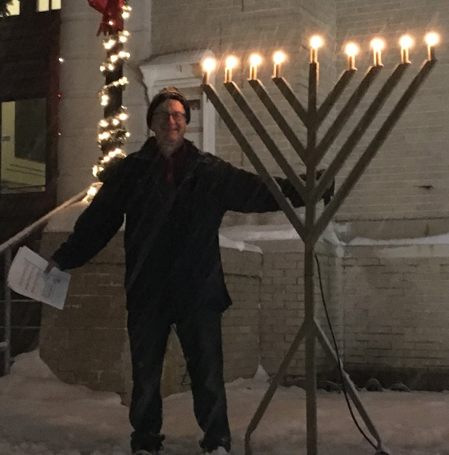 President Dave with the Hanukkah Menorah