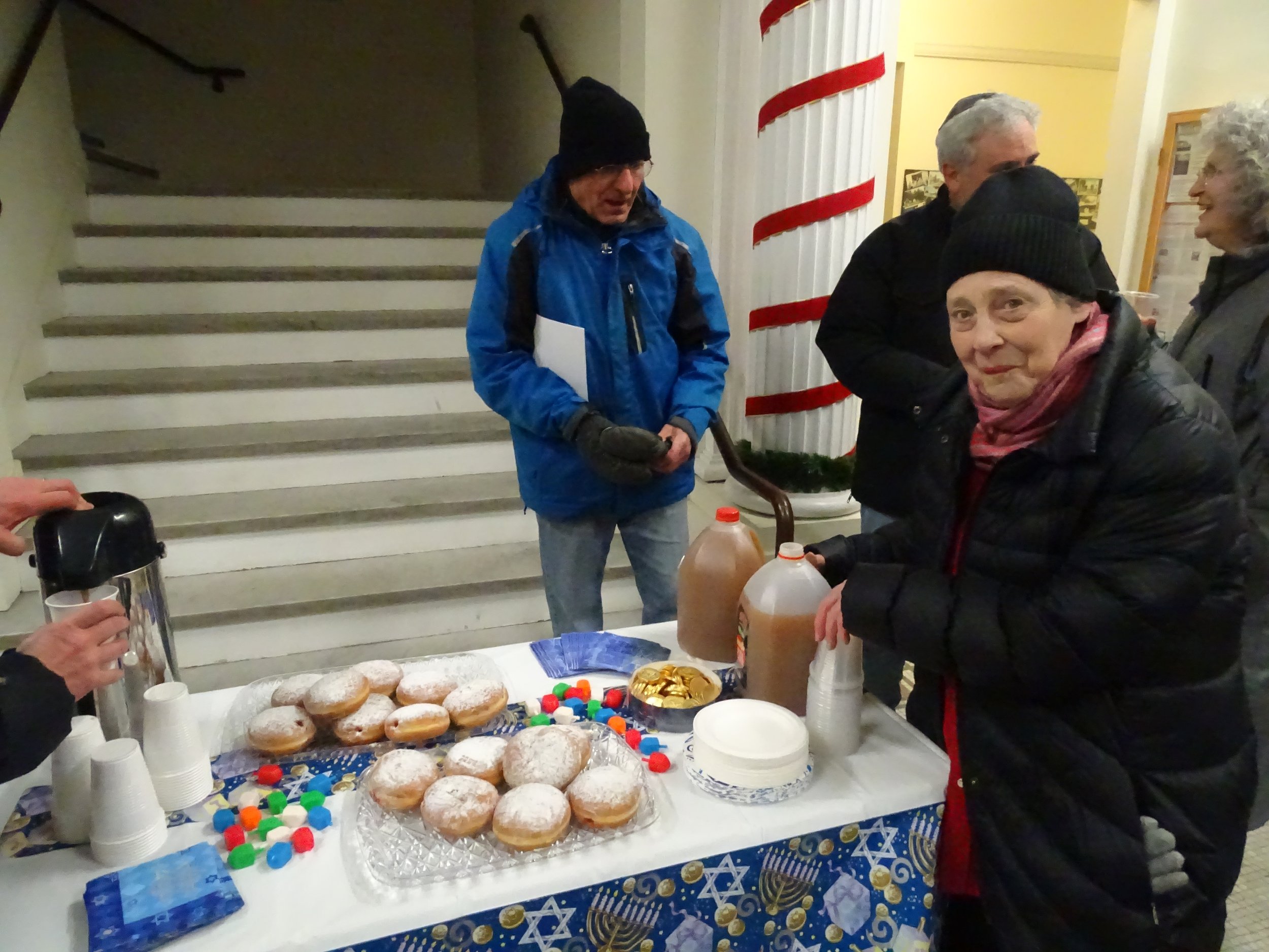 Hanukkah 2023 first night donuts w eileen.JPG
