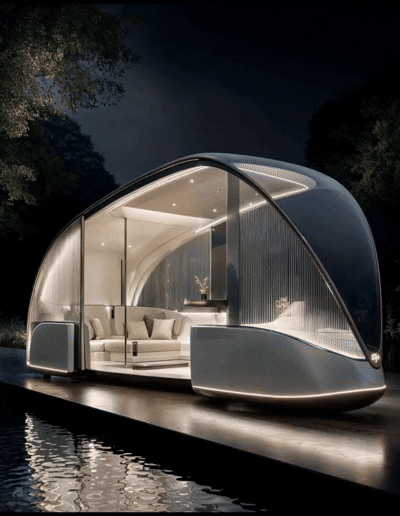 Alternative transportation/home design study. Moving house unit.