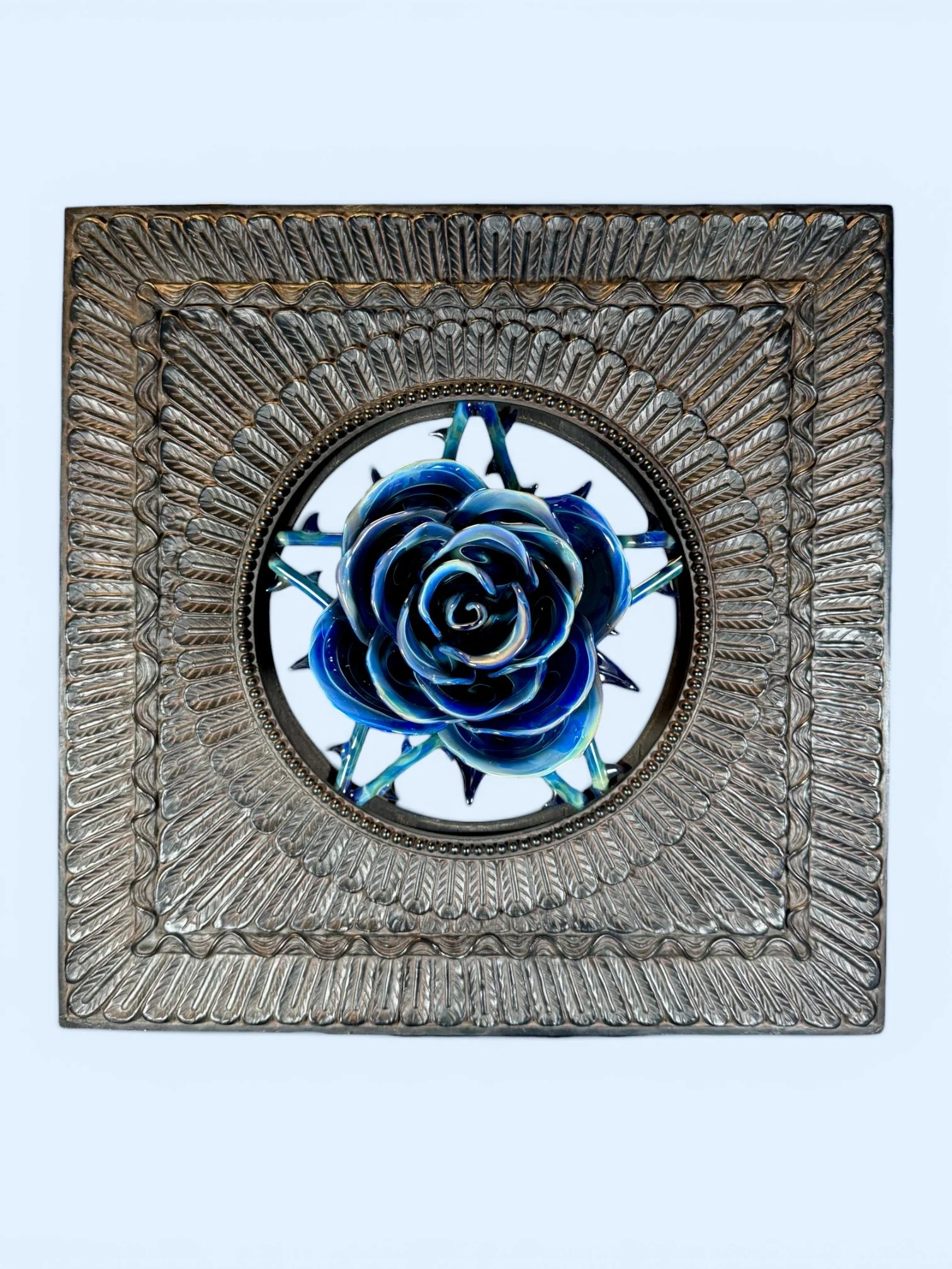 Framed Pentagram Blue Rose