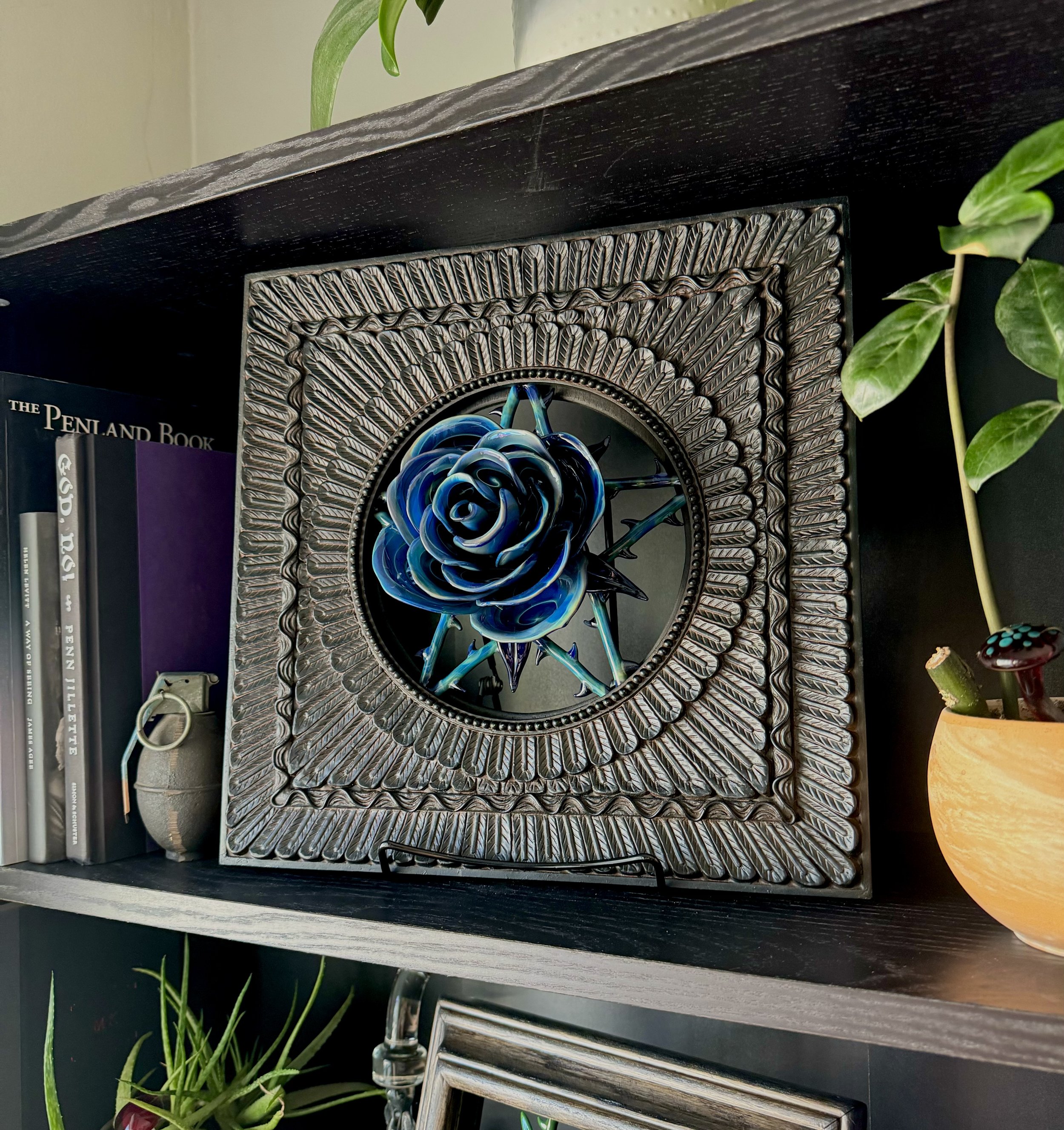 Framed Pentagram Blue Rose