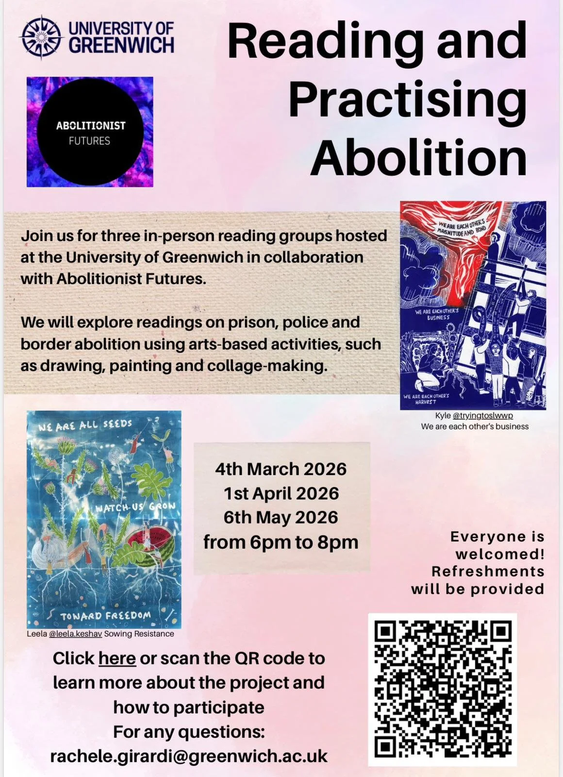 Poster advertising the Reading Group