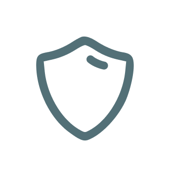 Icon of a shield outline with a small rounded rectangle near the top right, symbolizing certification.