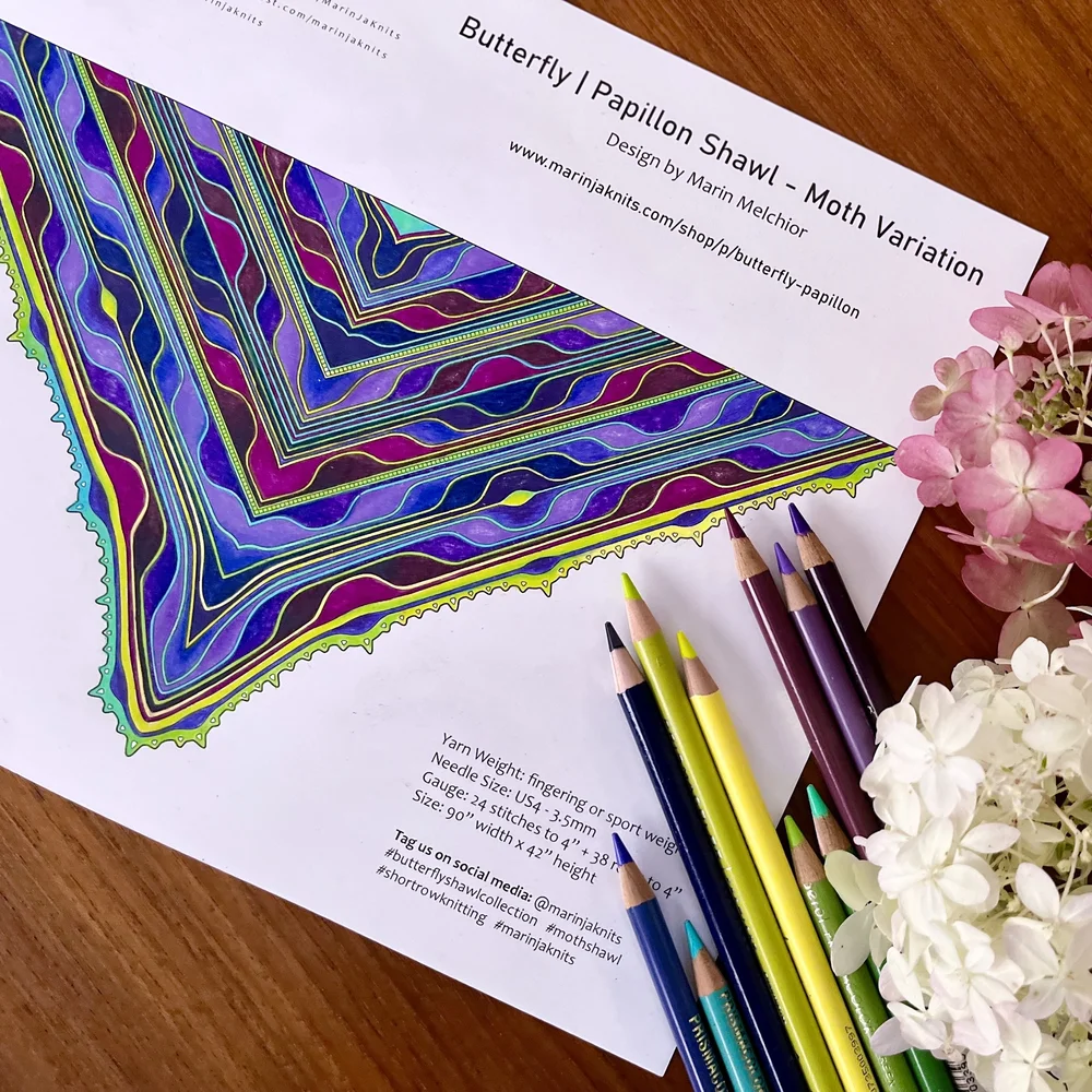Butterfly Papillon Shawl Moth Variation: Color Planning Sheet — MarinJa  Knits