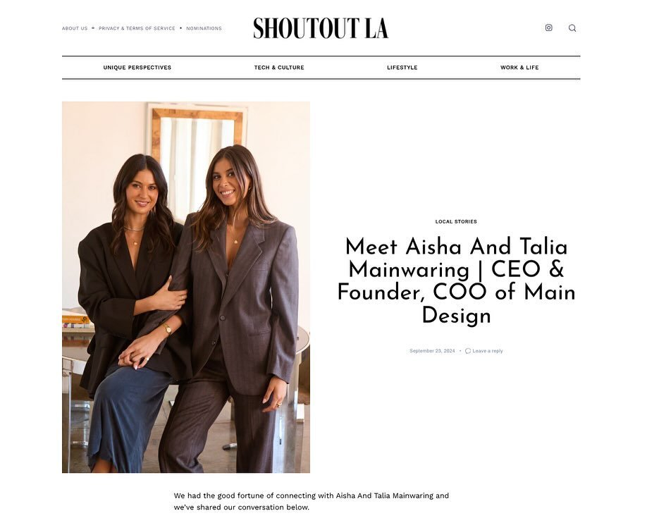 Thank you for the feature @shoutoutlaofficial and thank you to our amazing team who make it all possible. 🤍 #maindesign