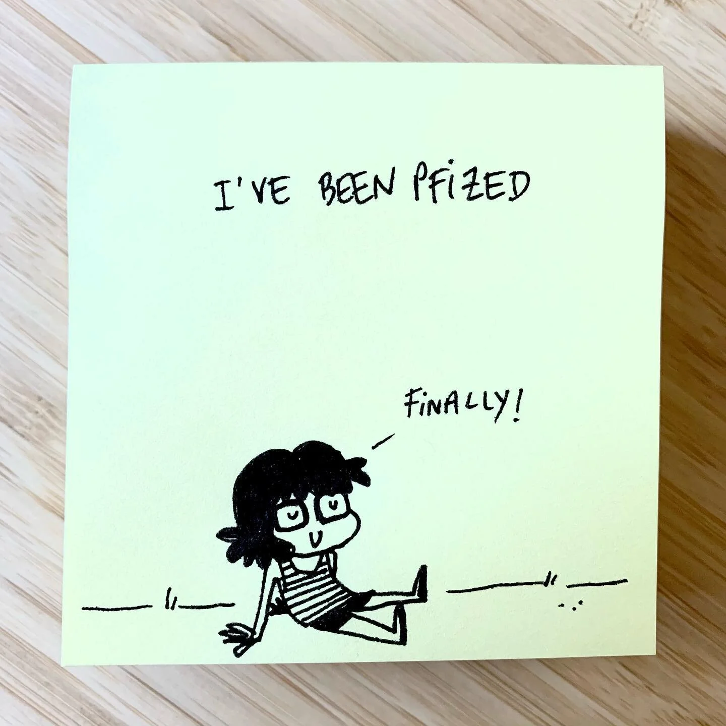 About time Spain! 💉🦠🇪🇸 #vaccine #covid_19 #vaccinationdone✔️ #pfizer #postit #cartoon #doodle #2021