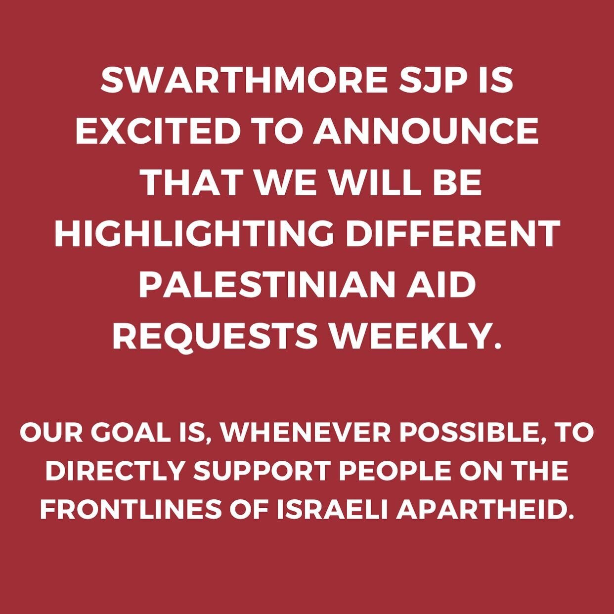 Our first of many fundraisers! See the slides above to donate to a Palestinian family in Gaza who is in need of economic support. The link to donate is in our bio. Stay tuned for future aid requests and fundraisers that we will be posting weekly!