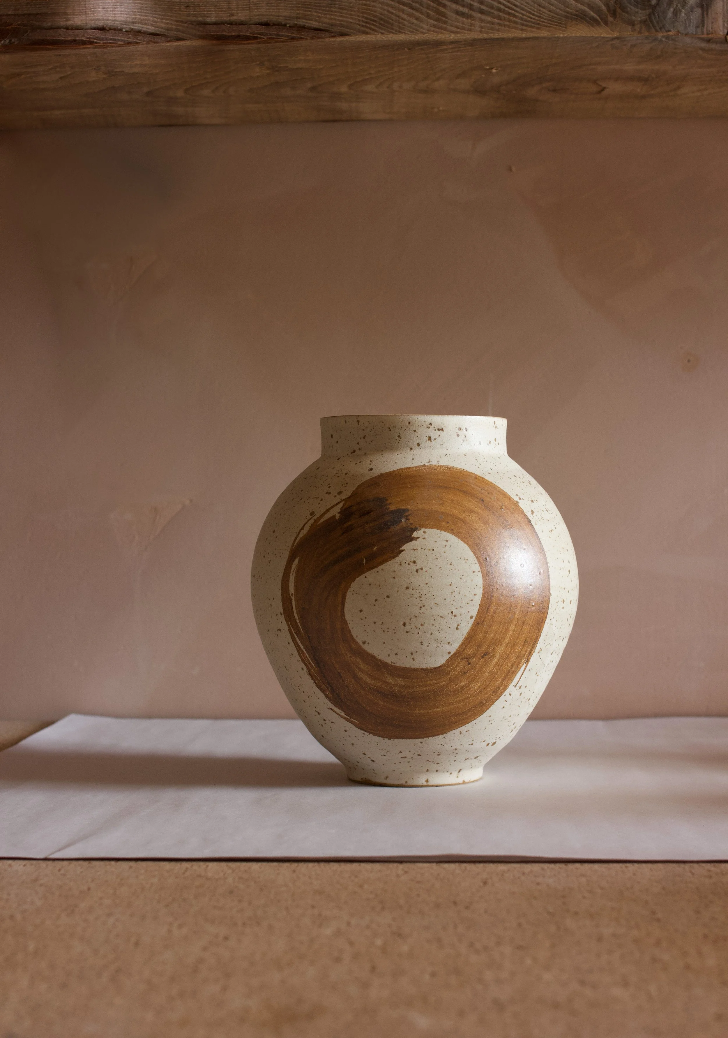 Wheel thrown ceramic stoneware jar - Swoosh