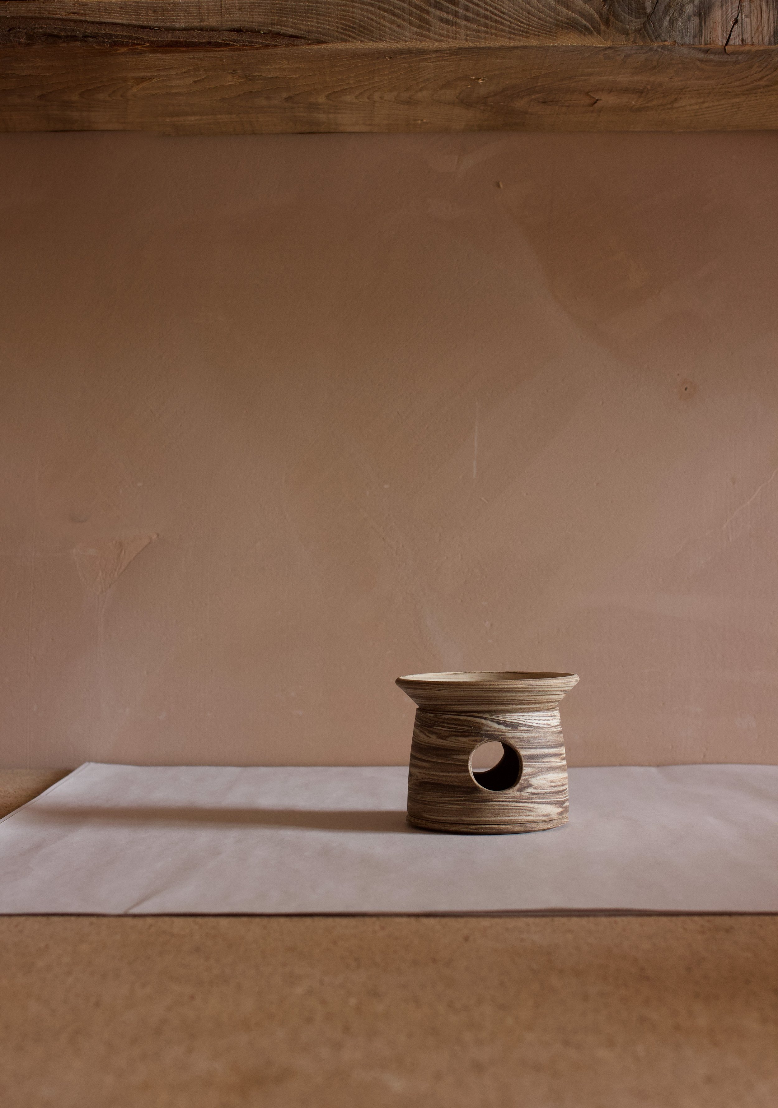 Wheel thrown hand made ceramic stoneware essential oil burner