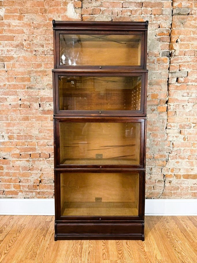 Antique Globe Wernicke G E D Double Stepback Barrister Bookcase