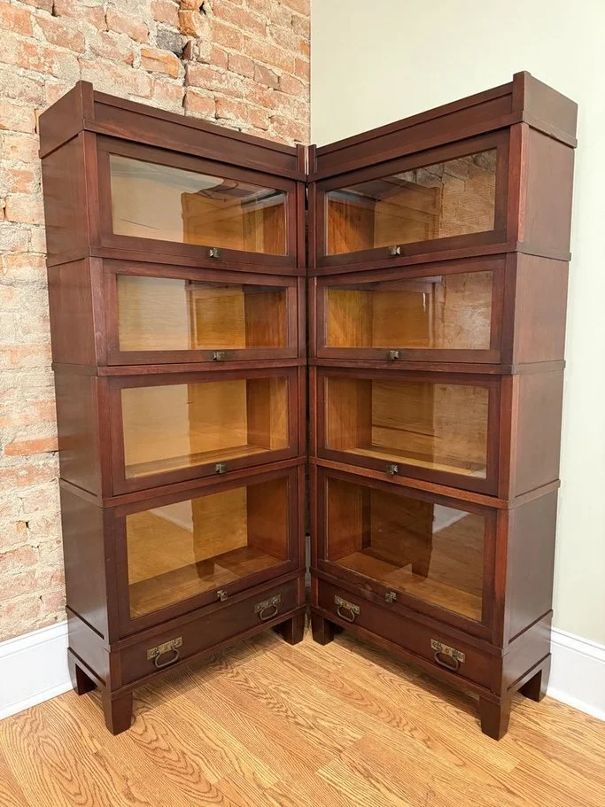 Antique Globe Wernicke 3/4 Mission Barrister Bookcase Corner Unit