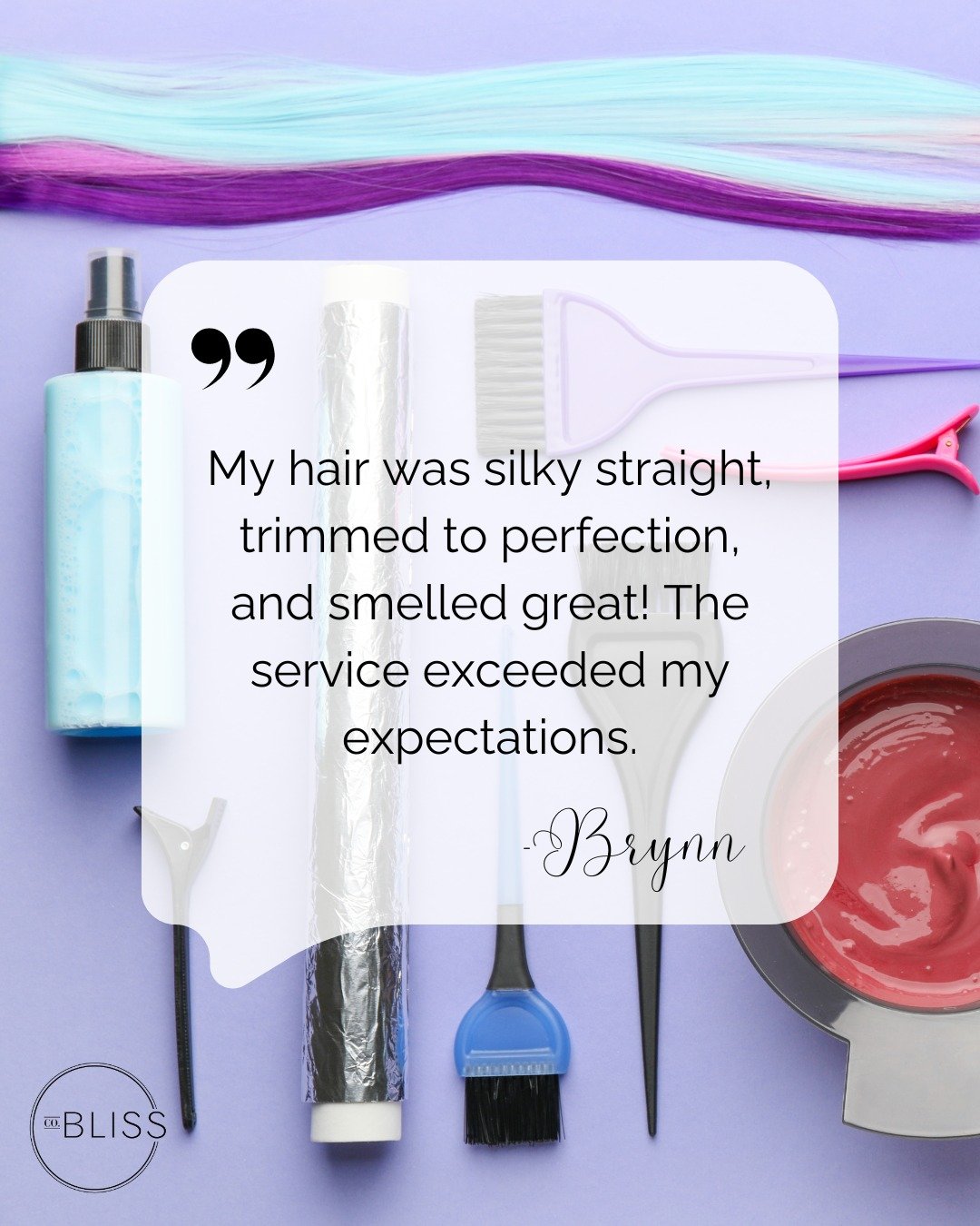 🪻 Thank you for your kind review Brynn! 🪻

&quot;I discovered Company Bliss from the Cezanne website locator as I wanted to have my naturally curly hair straightened without toxic chemicals. 

As a first-time client, salon owner Laurie Johnson call