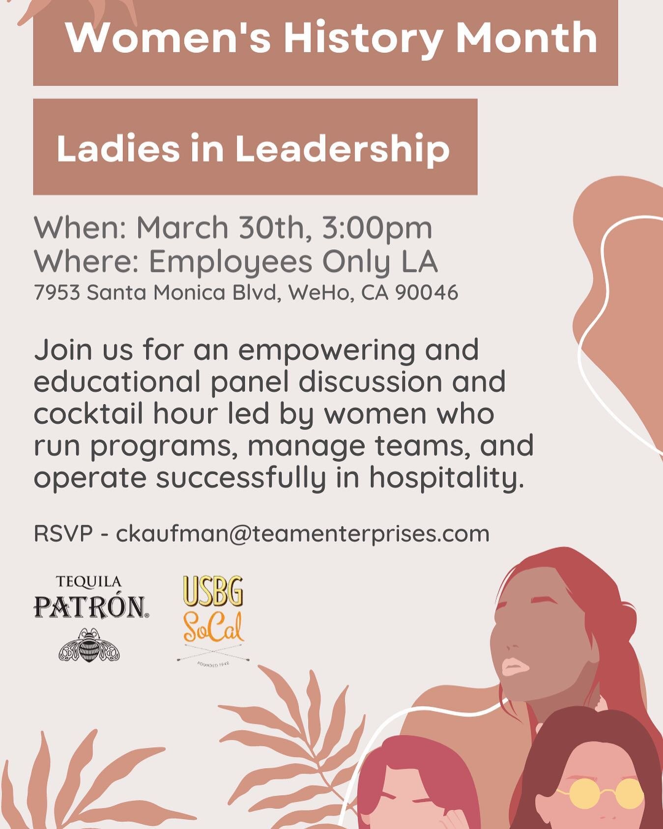 Join us tomorrow @employeesonlyla for a panel discussion and refreshments brought to you by @patron &amp; @usbgsocal !

Please RSVP to save your seat, see you all there!