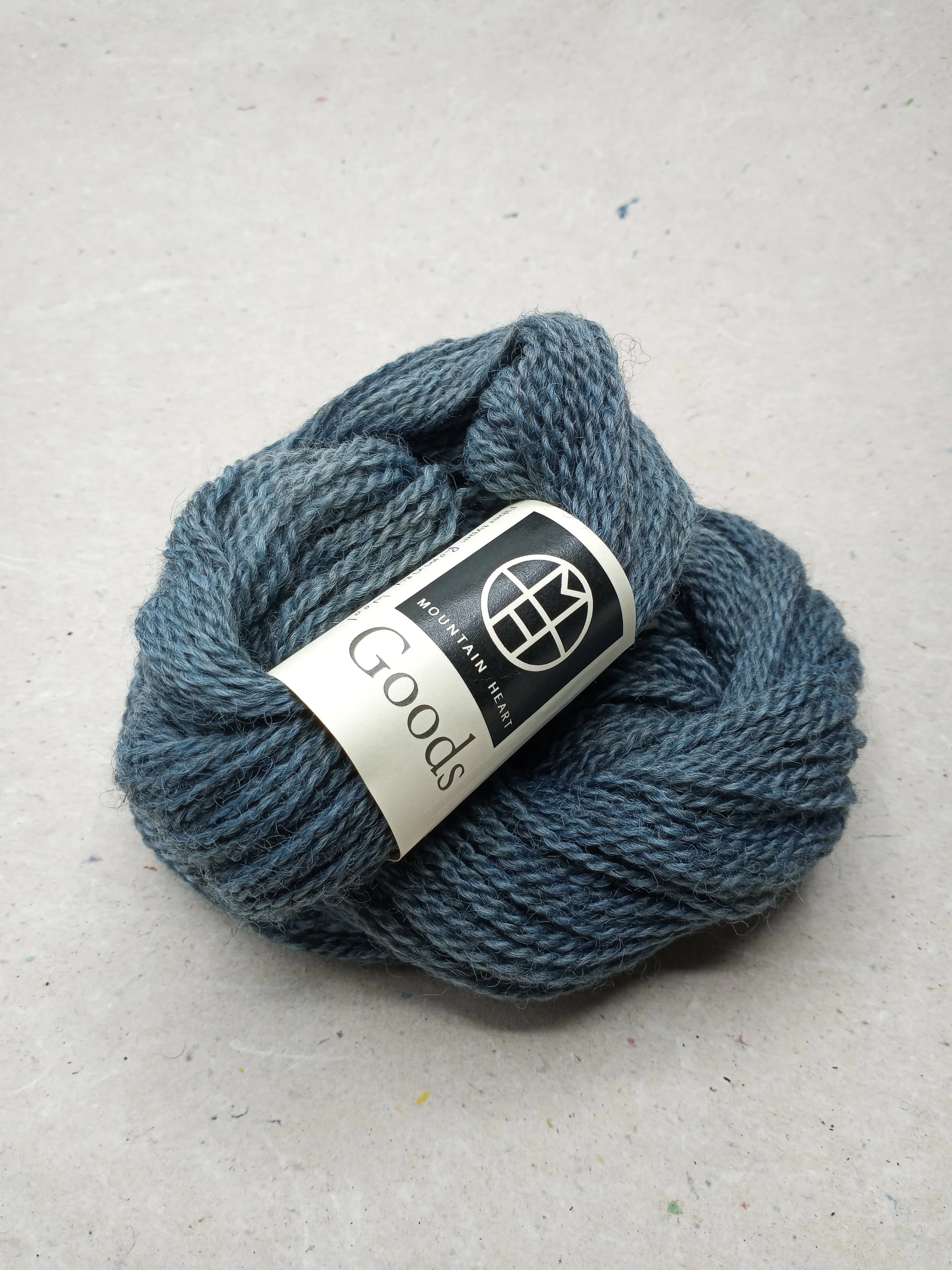 Dorset Peak gray yarn with indigo - Mountain Heart Farm