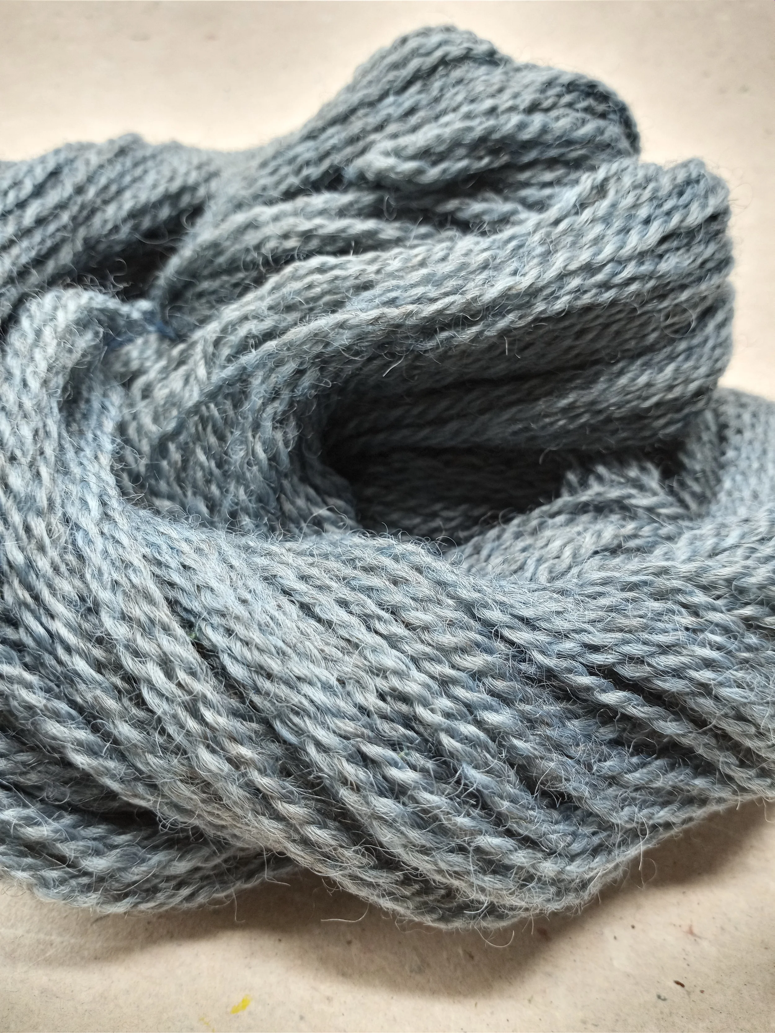 Dorset Peak gray yarn with indigo - Mountain Heart Farm