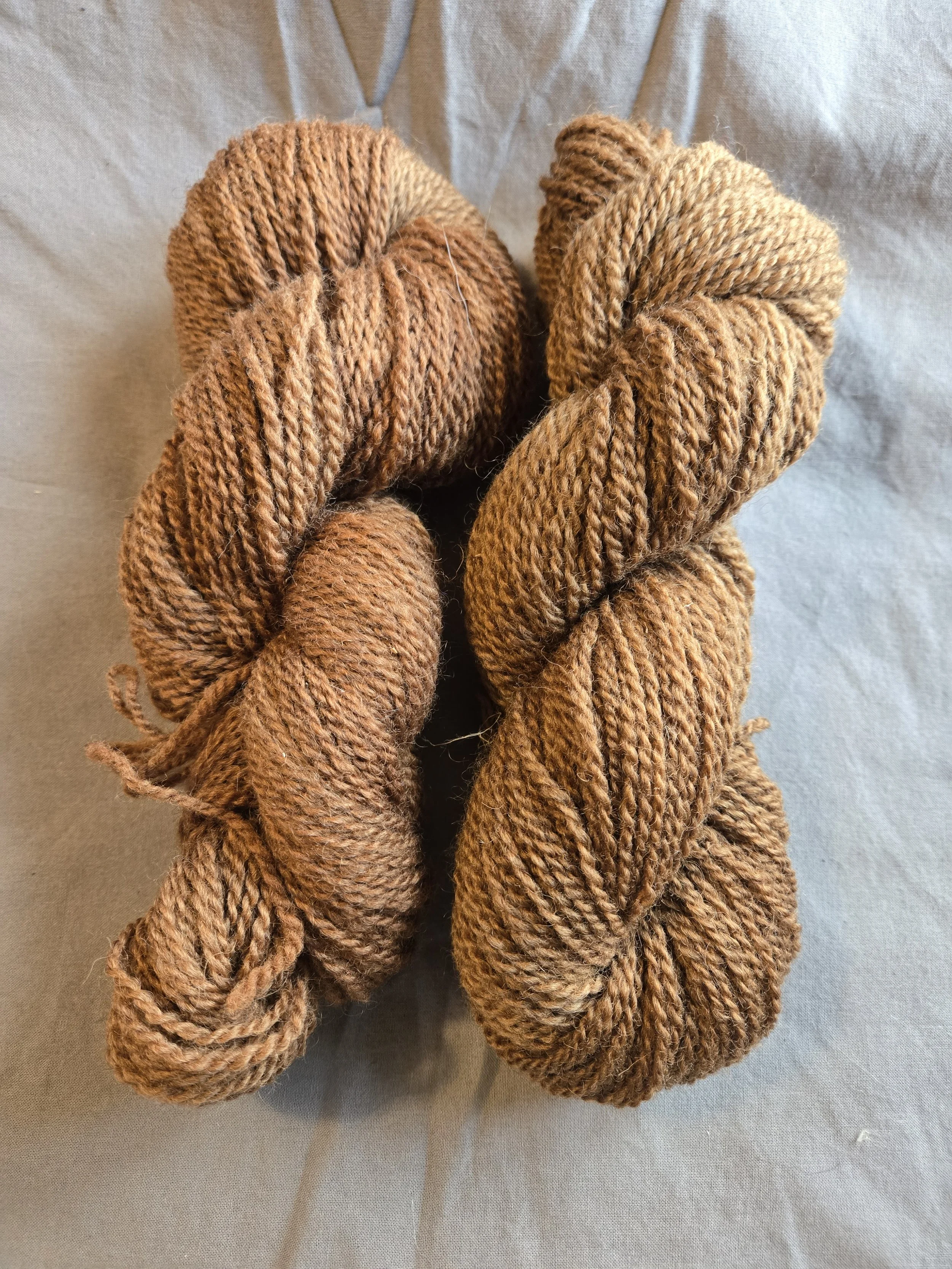 Walnut-dyed 2-ply worsted weight wool yarn - Mountain Heart Farm