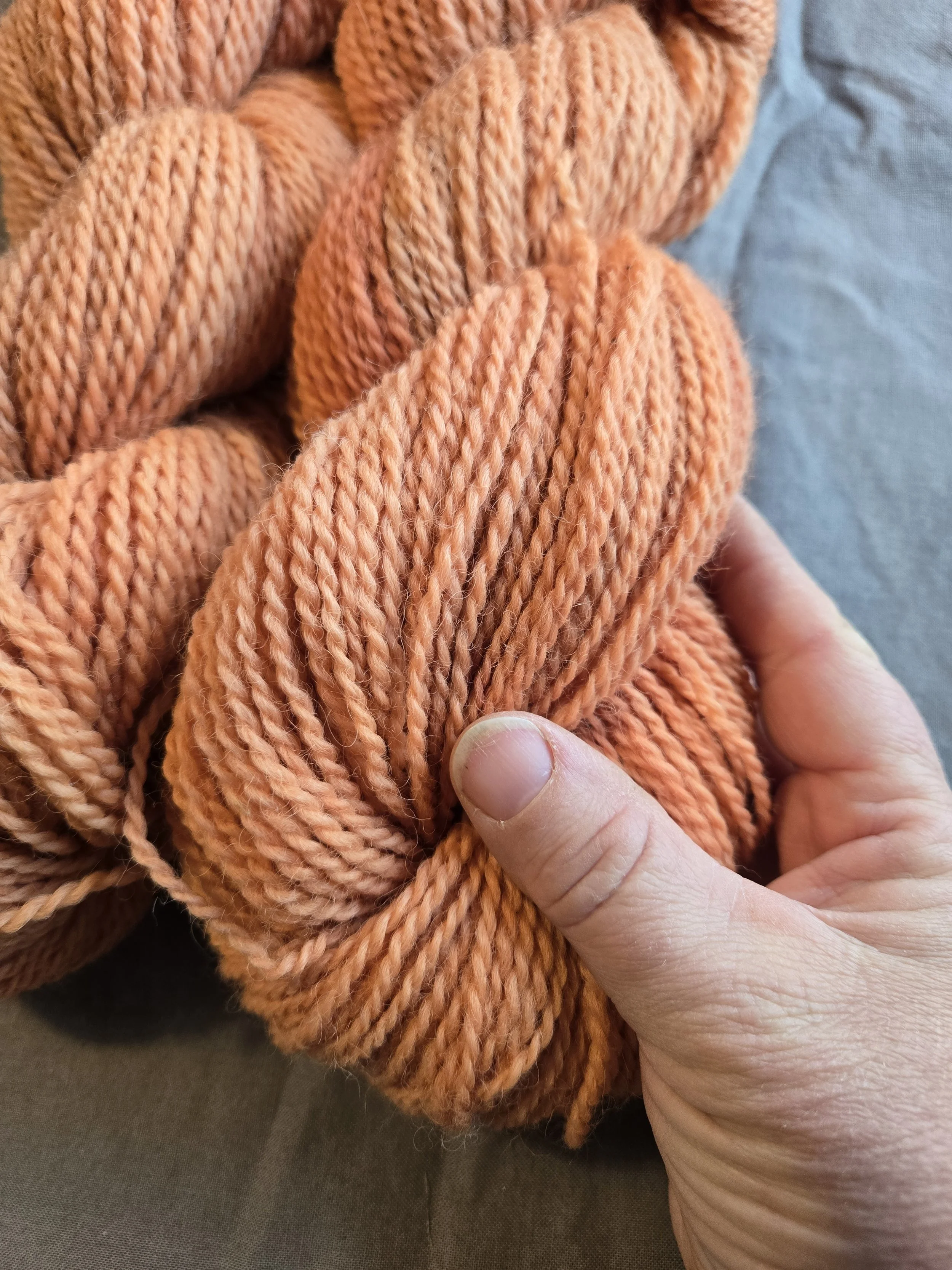 Madder dyed 2 ply worsted wool yarn - Mountain Heart Farm