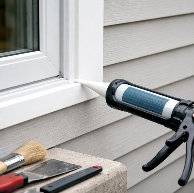 exterior caulk bead sealing siding joint before paint