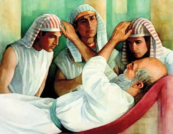 Jacob blesses his sons as he departs the earth