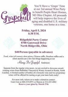 Purple Heart Homes - Wine Party 5 April 1800 hours