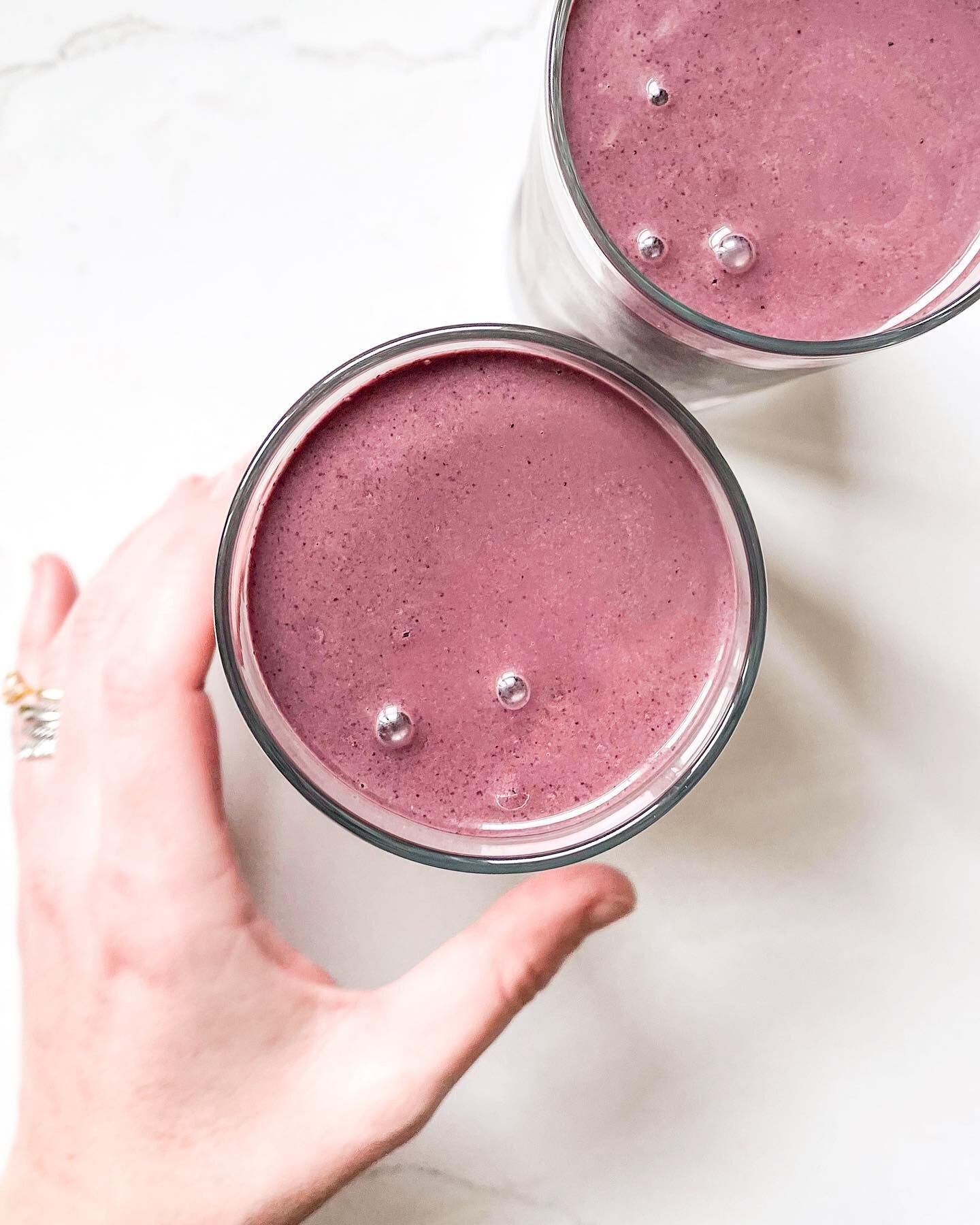 Lately Aaron and I have been LOVING this Blueberry Cacao Smoothie. Save this post for the quick recipe!

Blueberry Cacao Smoothie🫐🍫
Makes 2 smoothies.
- 1.5 c almond milk
- 1 lg handful of spinach
- 1/2 frozen banana
- 1.5 c frozen wild blueberries