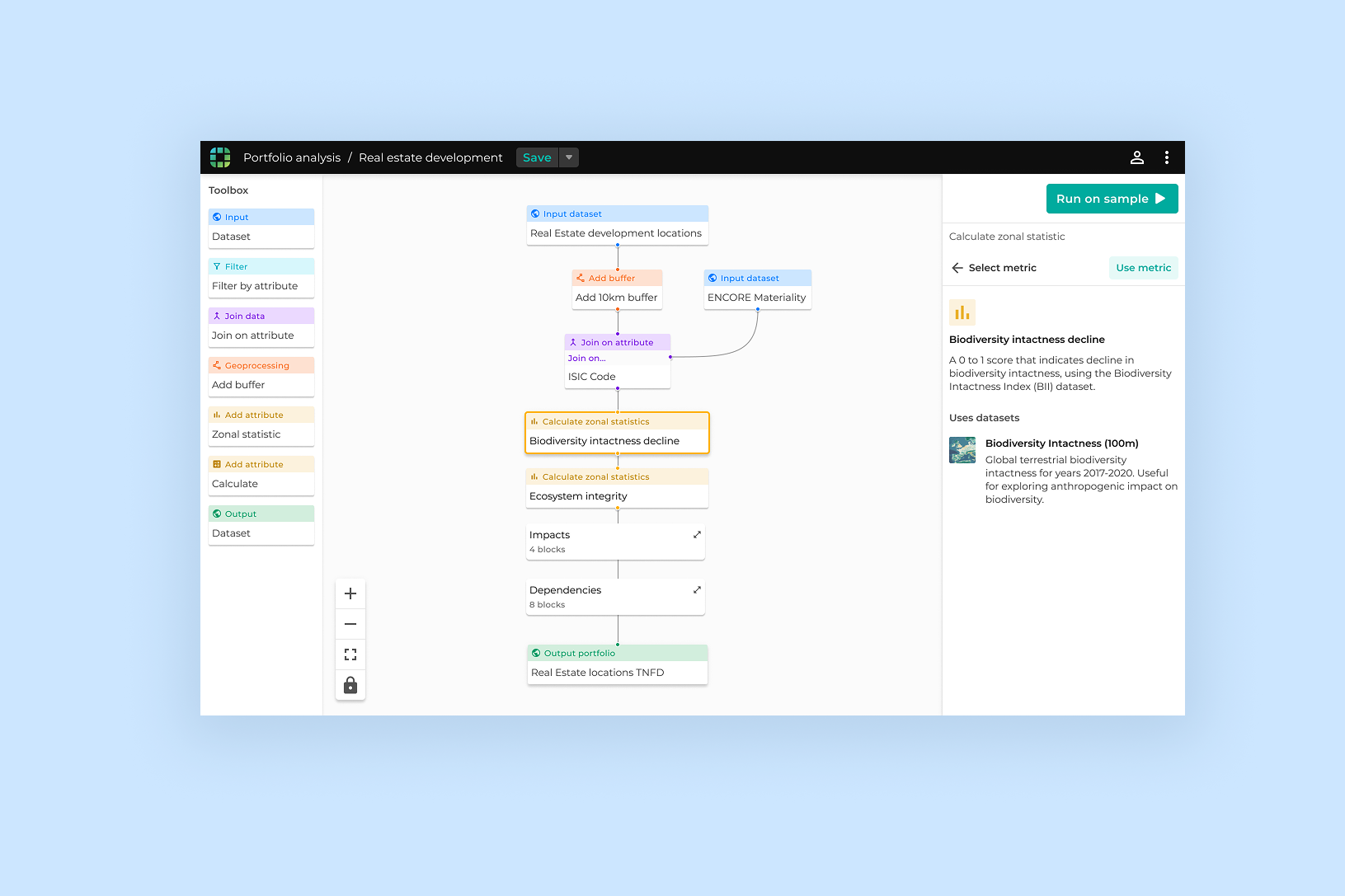 Portfolio level analysis in Earth Blox 