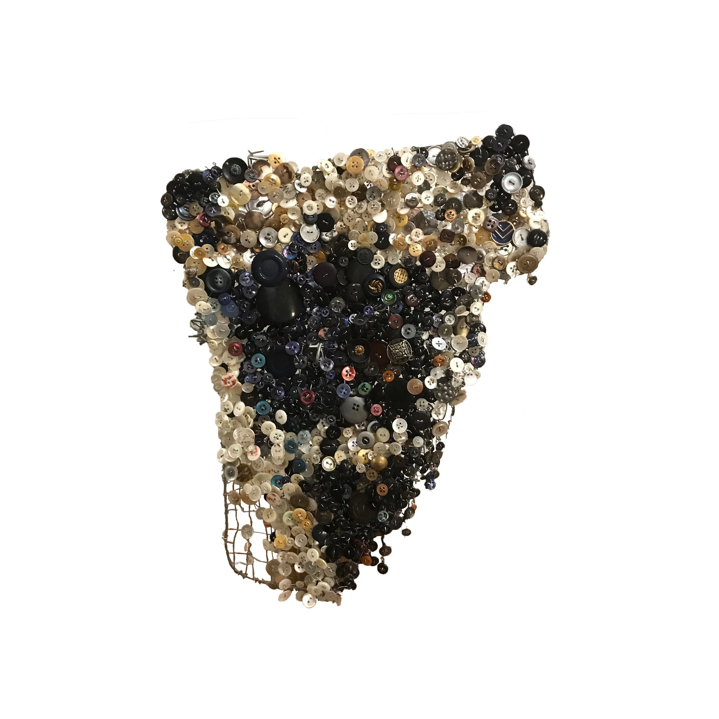 "Clothing Button Textile Wall Art" - Clothing Buttons and Jewelry Wire