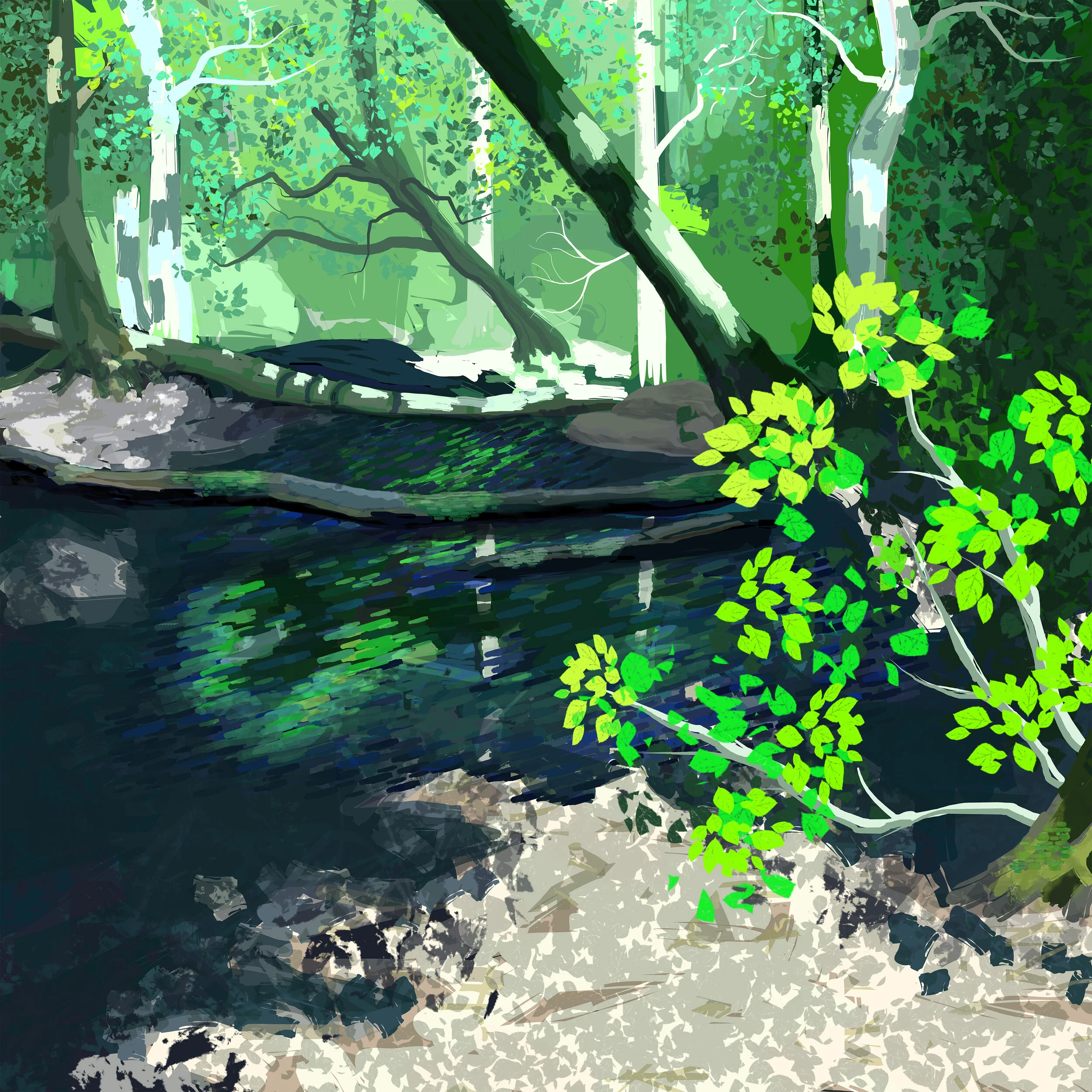 Forest Blue - Digital Landscape Sketch