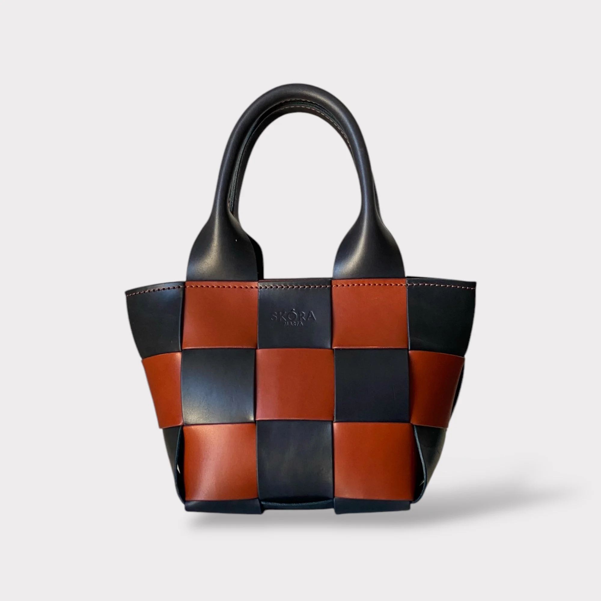 Two-Tone Mini Woven Tote Bag