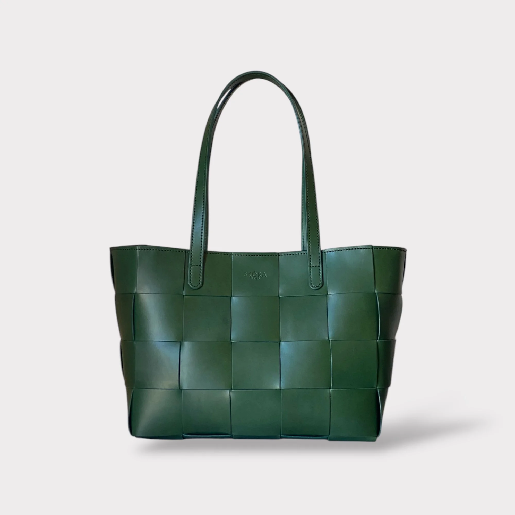 Woven Tote Bag in Forest Green