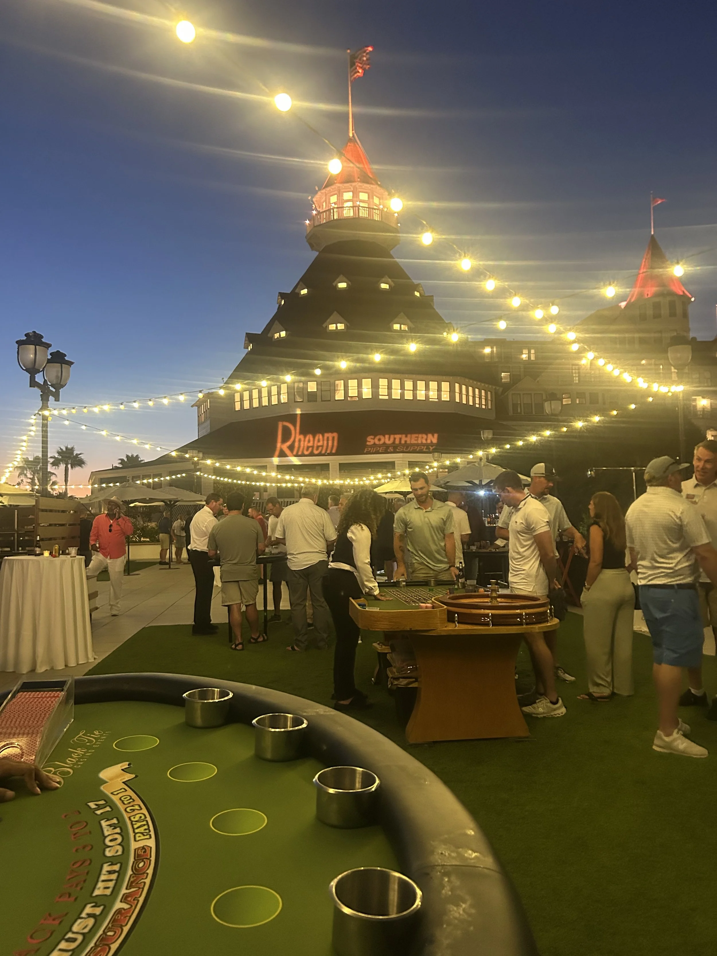 Black Tie Casino Events Casino Party with Blackjack, Craps and Roulette at the iconic Hotel Del Coronado